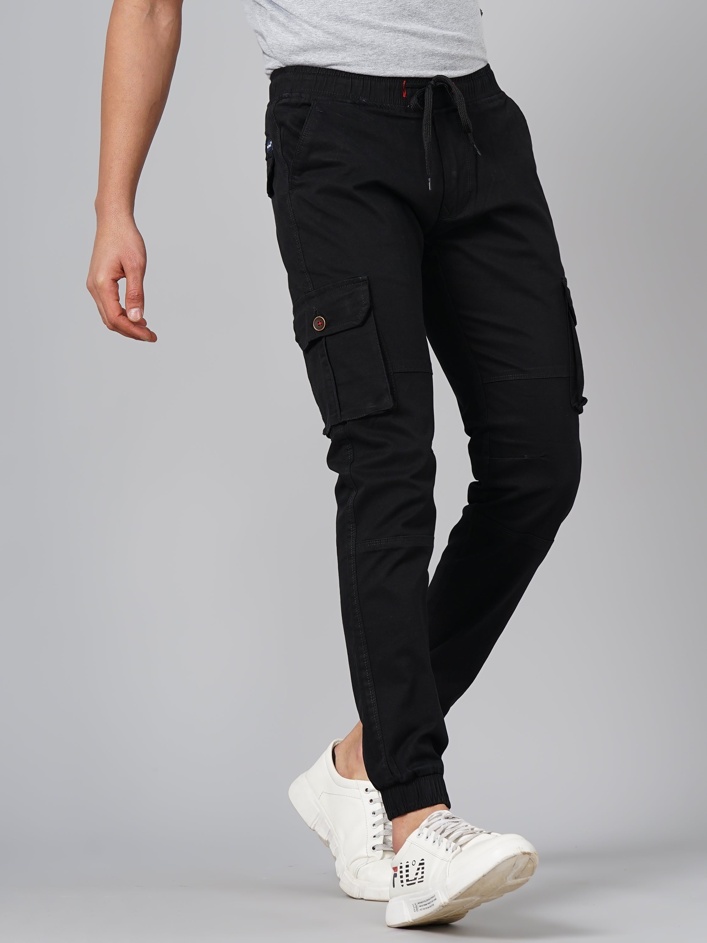 Men Twill Black Cargo Pant