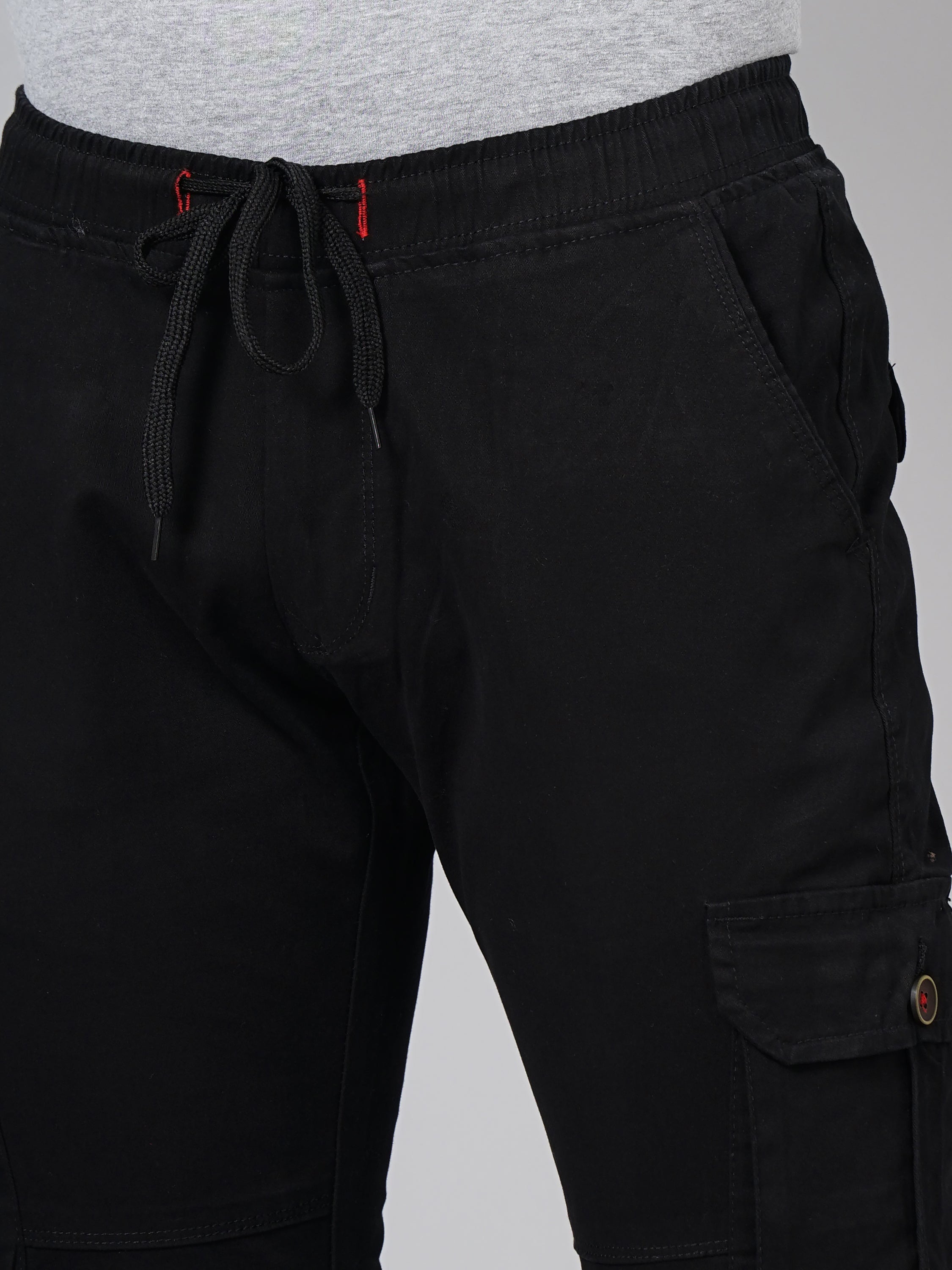 Men Twill Black Cargo Pant