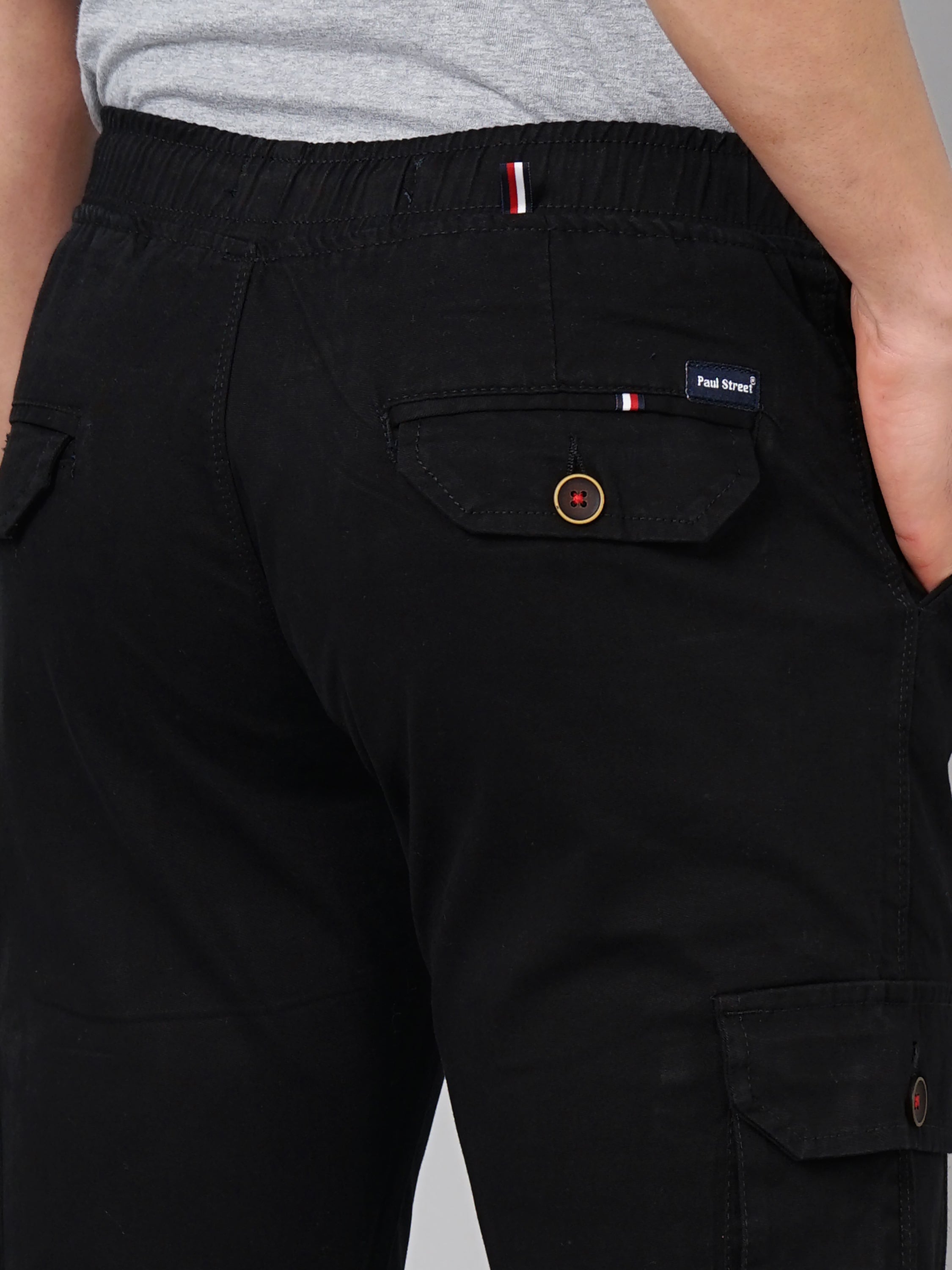 Men Twill Black Cargo Pant
