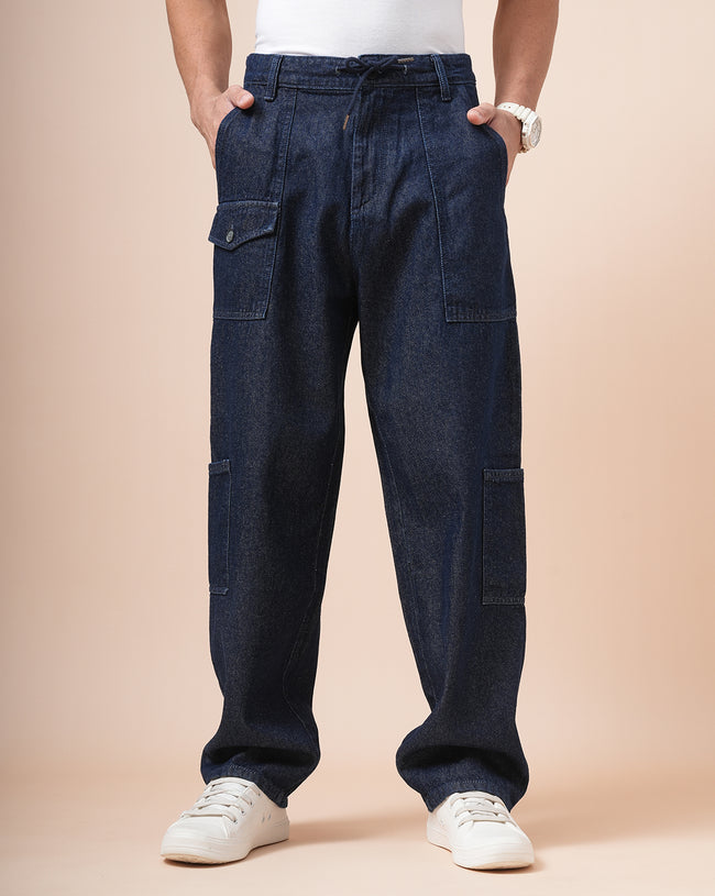 Men Denim Dark Blue cargo pants