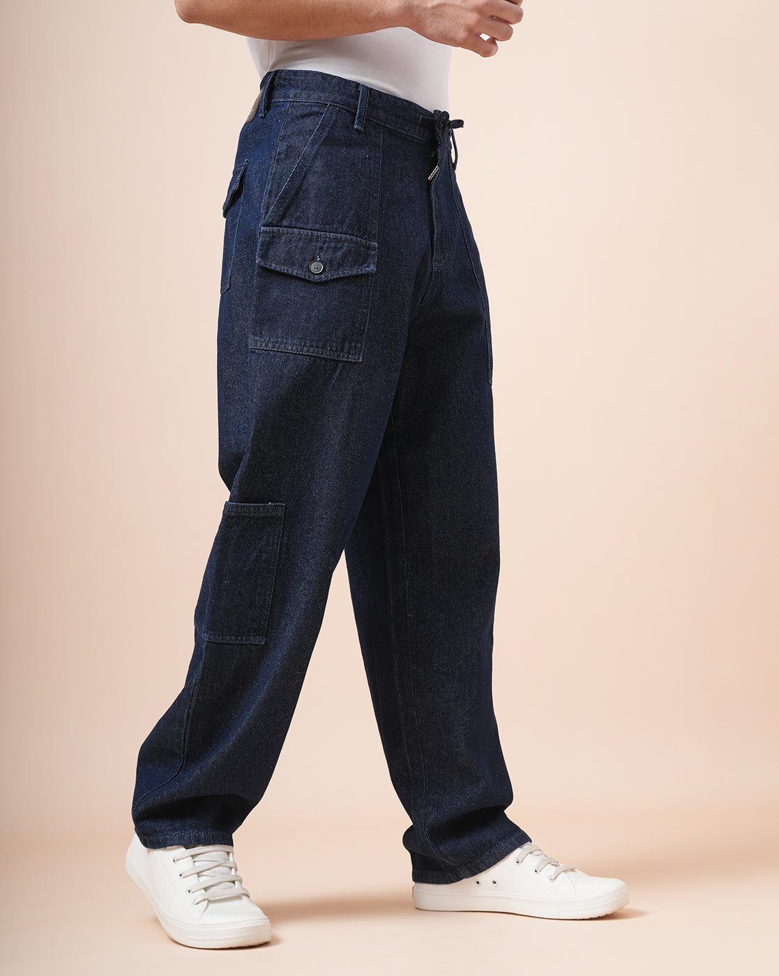 Men Denim Dark Blue cargo pants