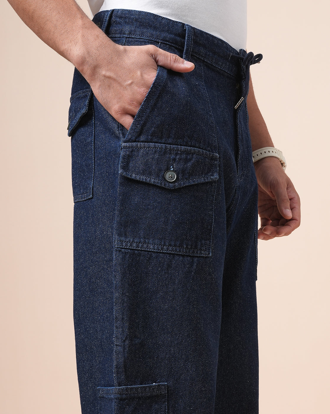 Men Denim Dark Blue cargo pants