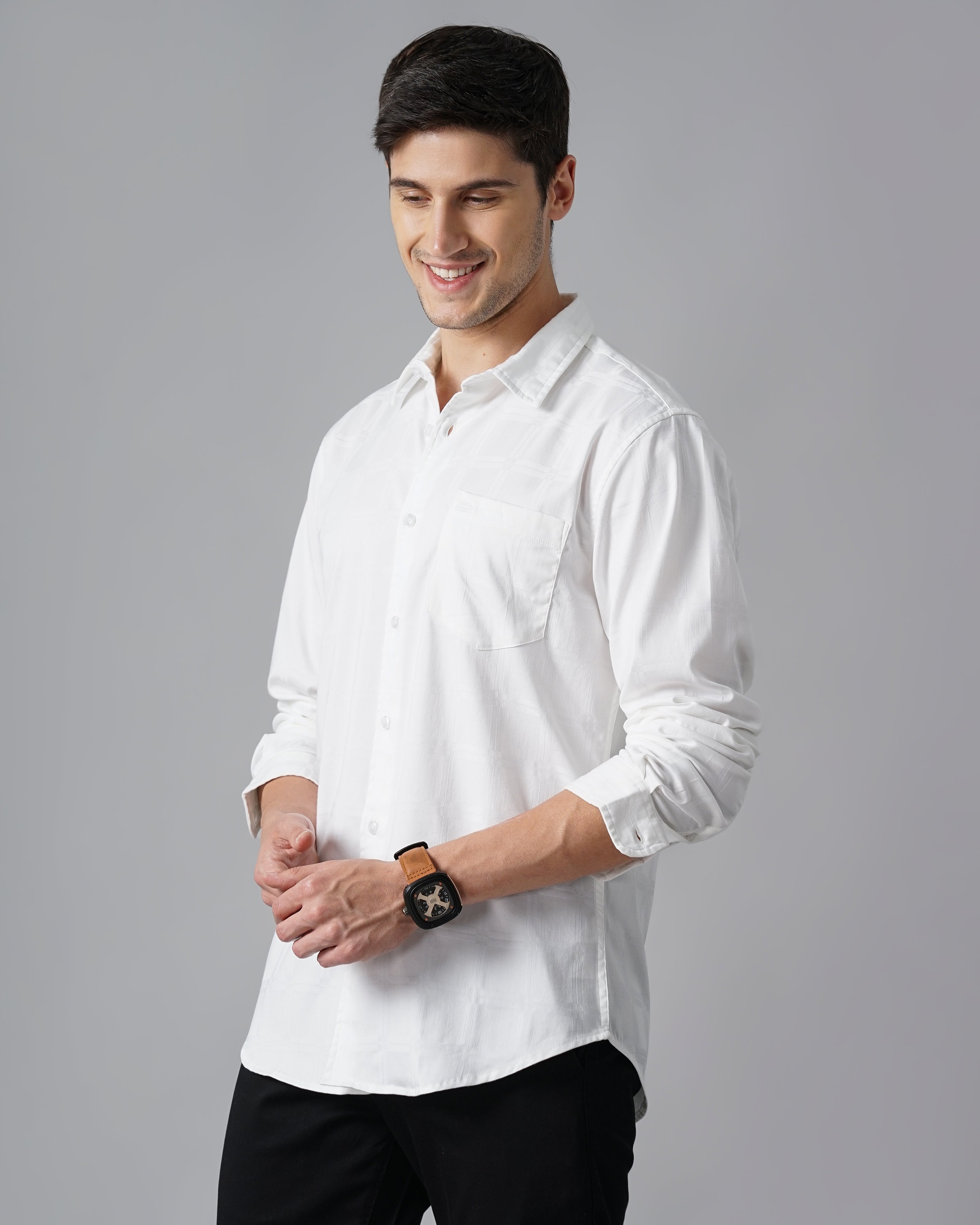 Men White Slim Fit Shirt