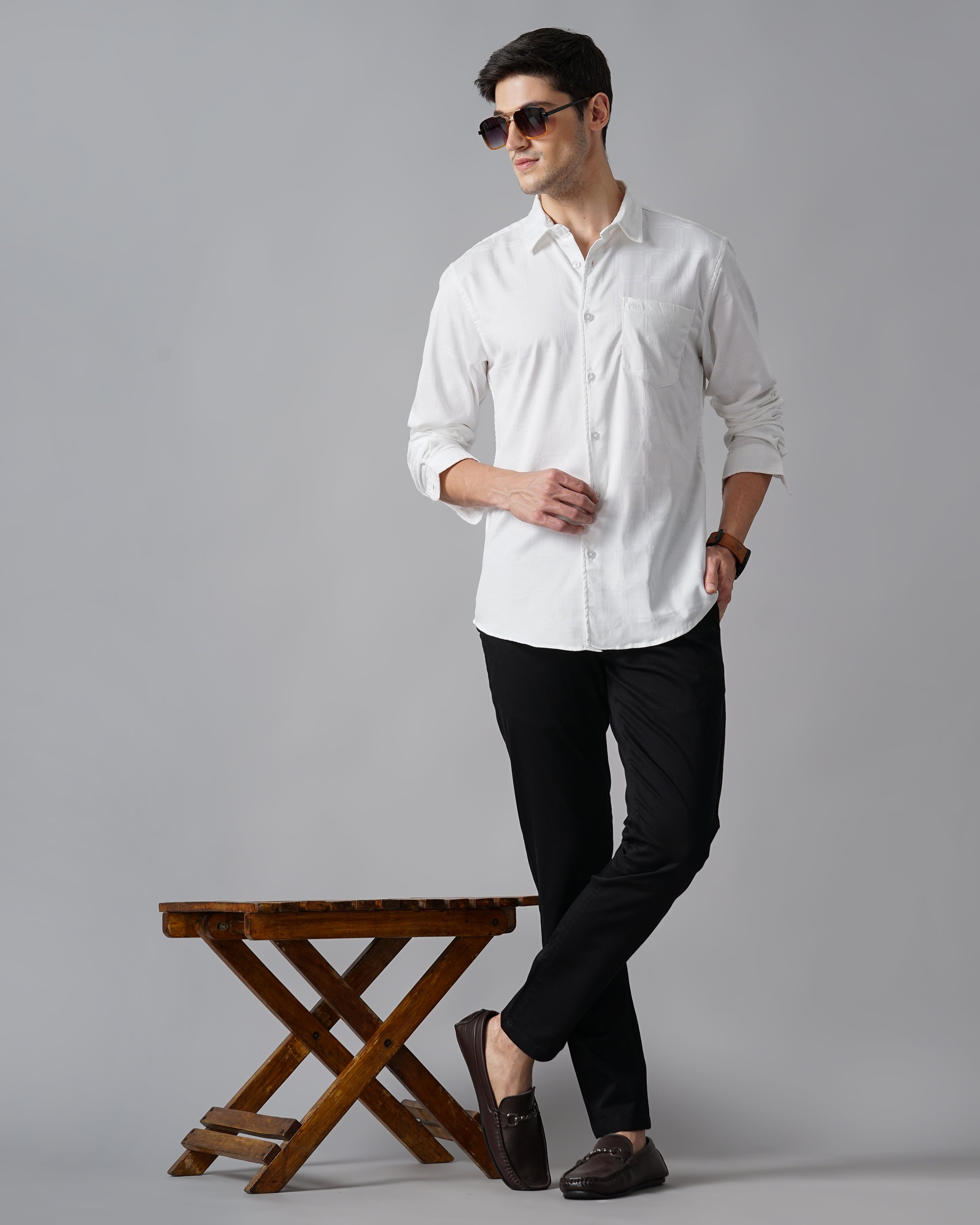 Men White Slim Fit Shirt