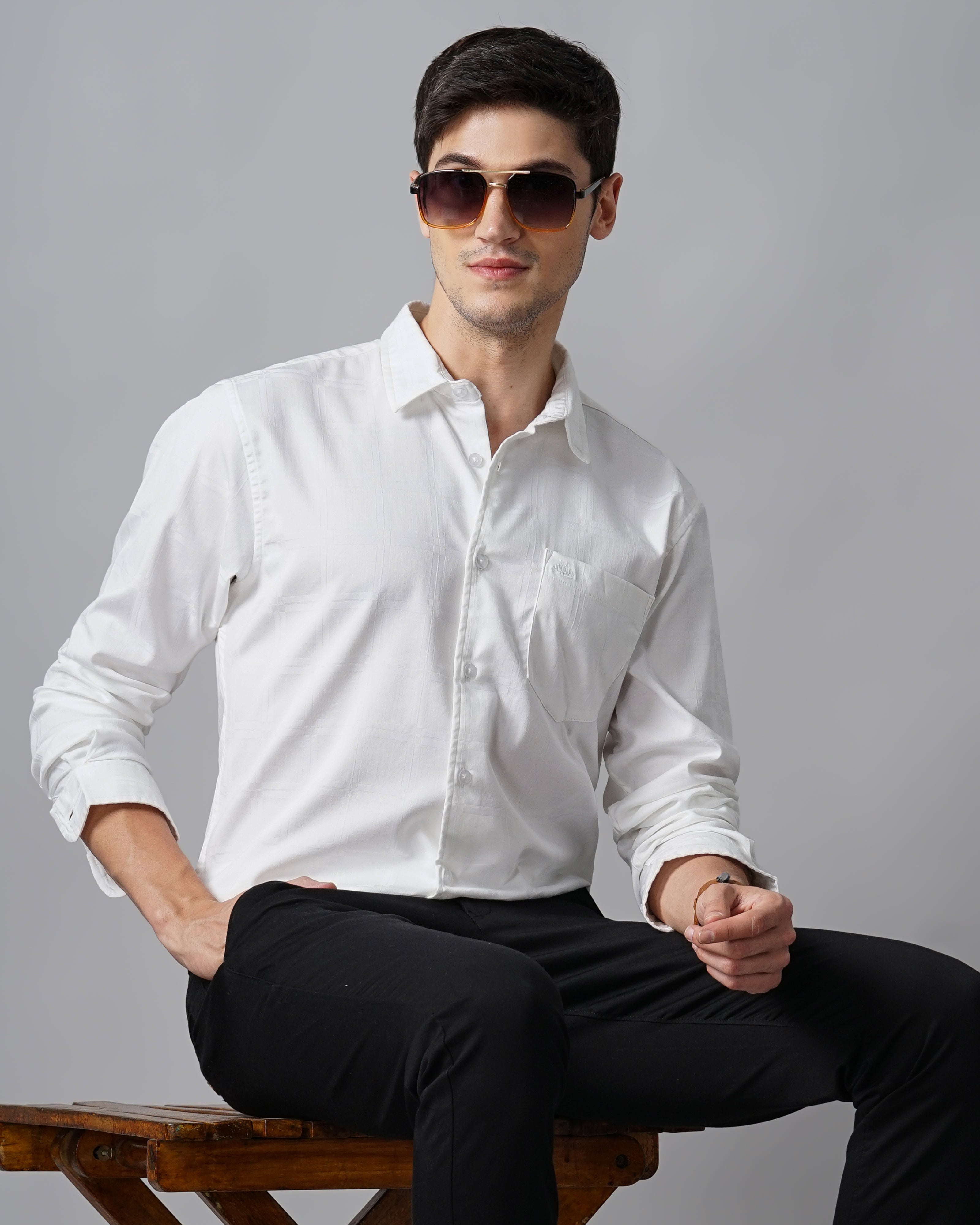 Men White Slim Fit Shirt