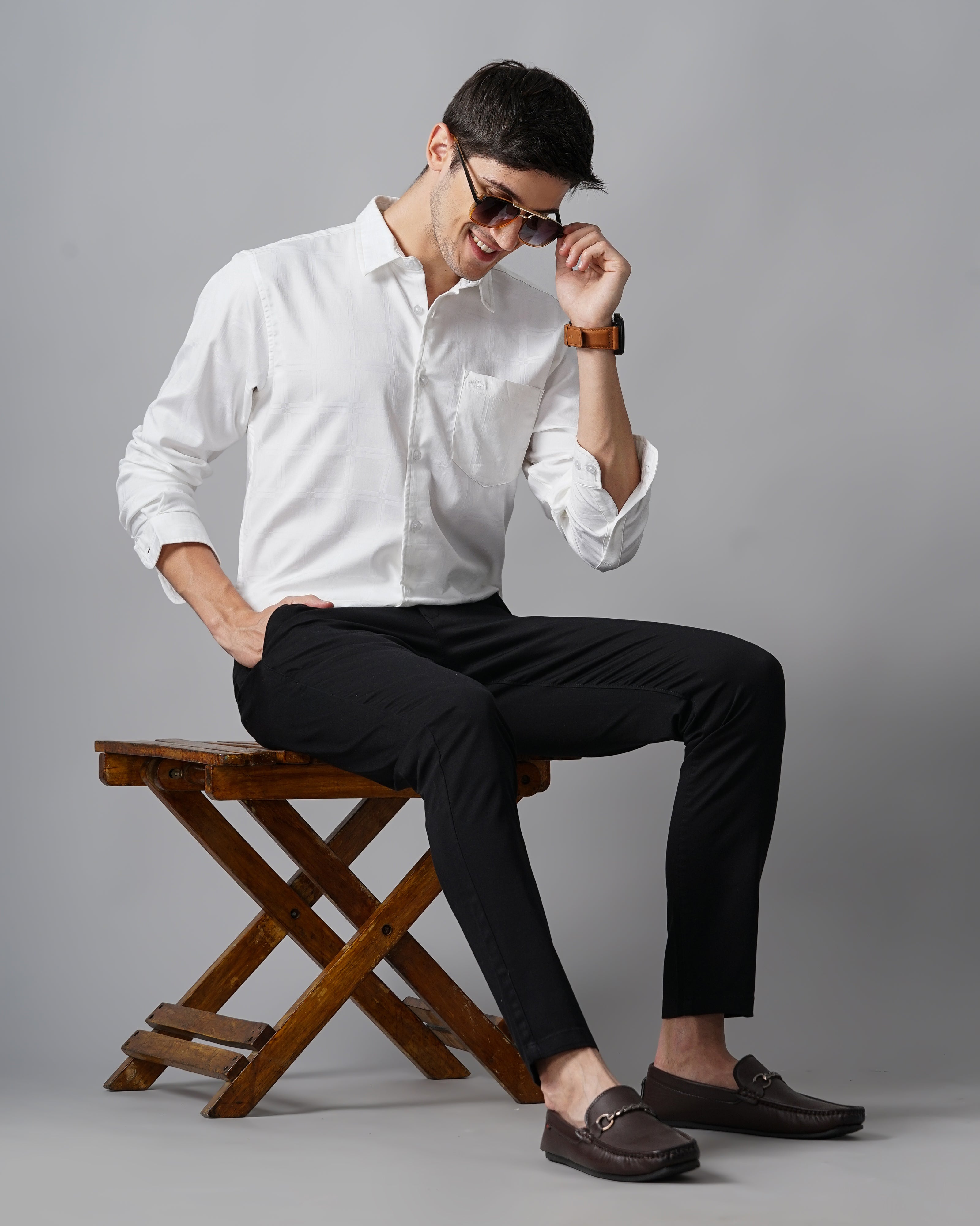 Men White Slim Fit Shirt