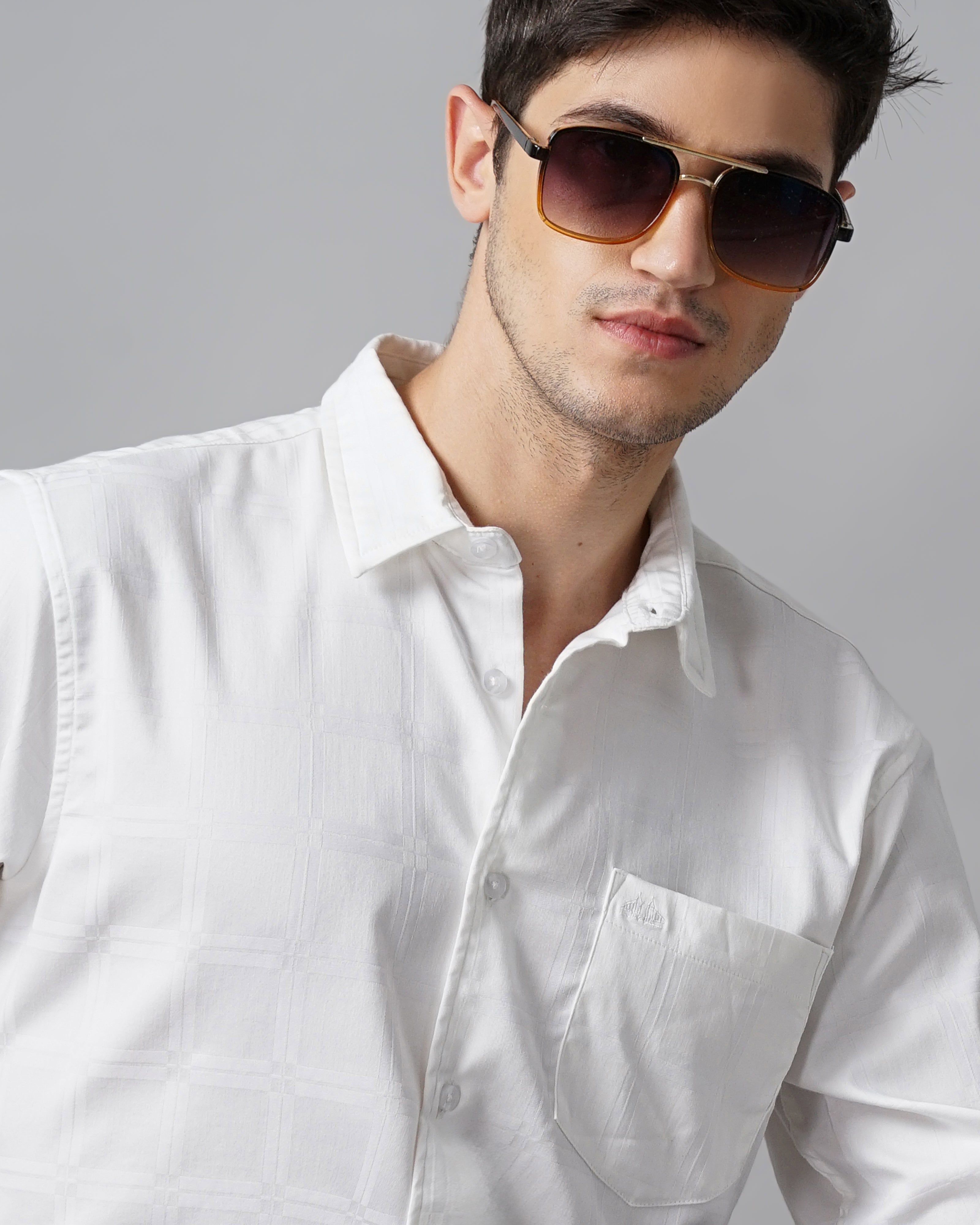 Men White Slim Fit Shirt