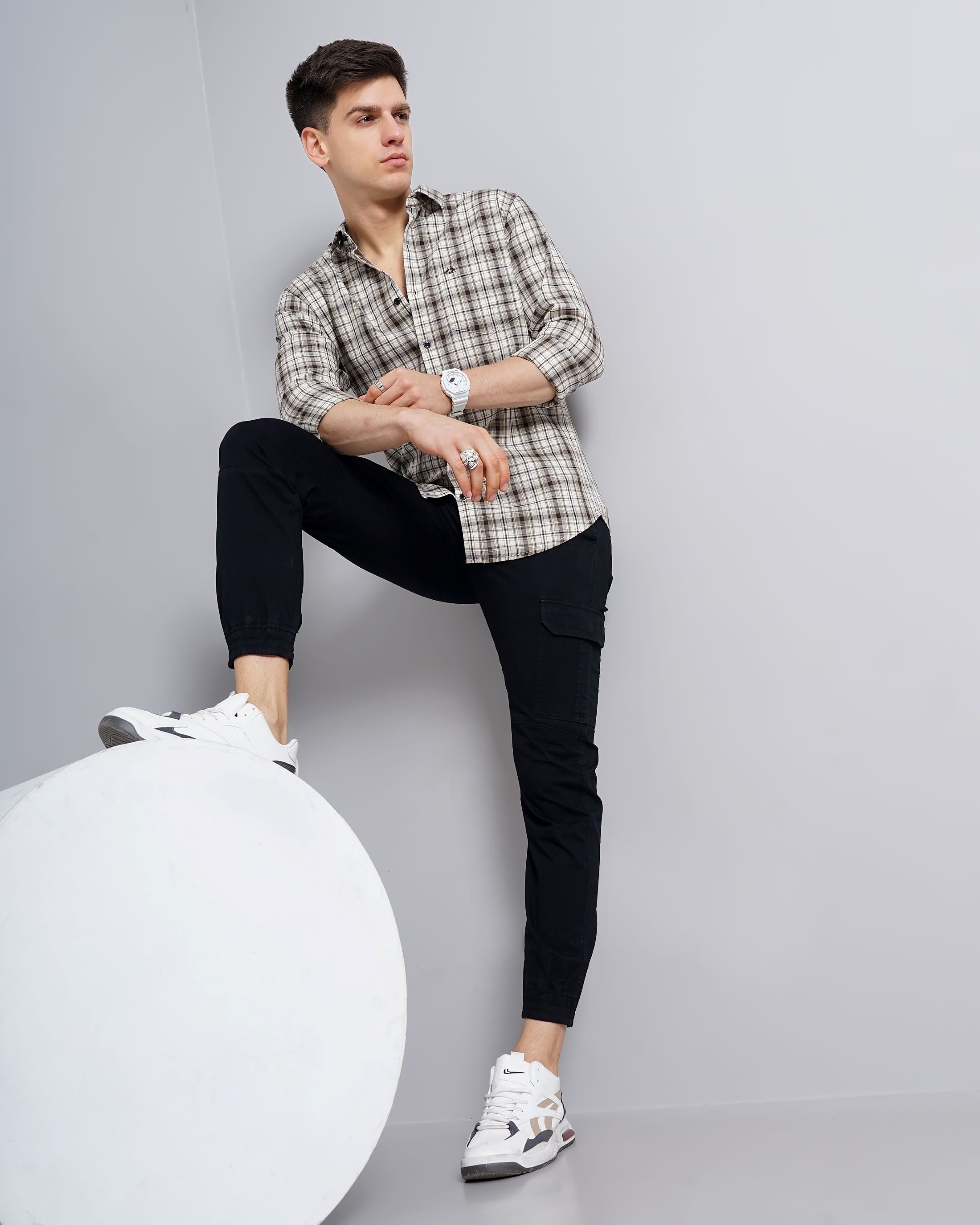 Men Green Cotton Slim Shirt