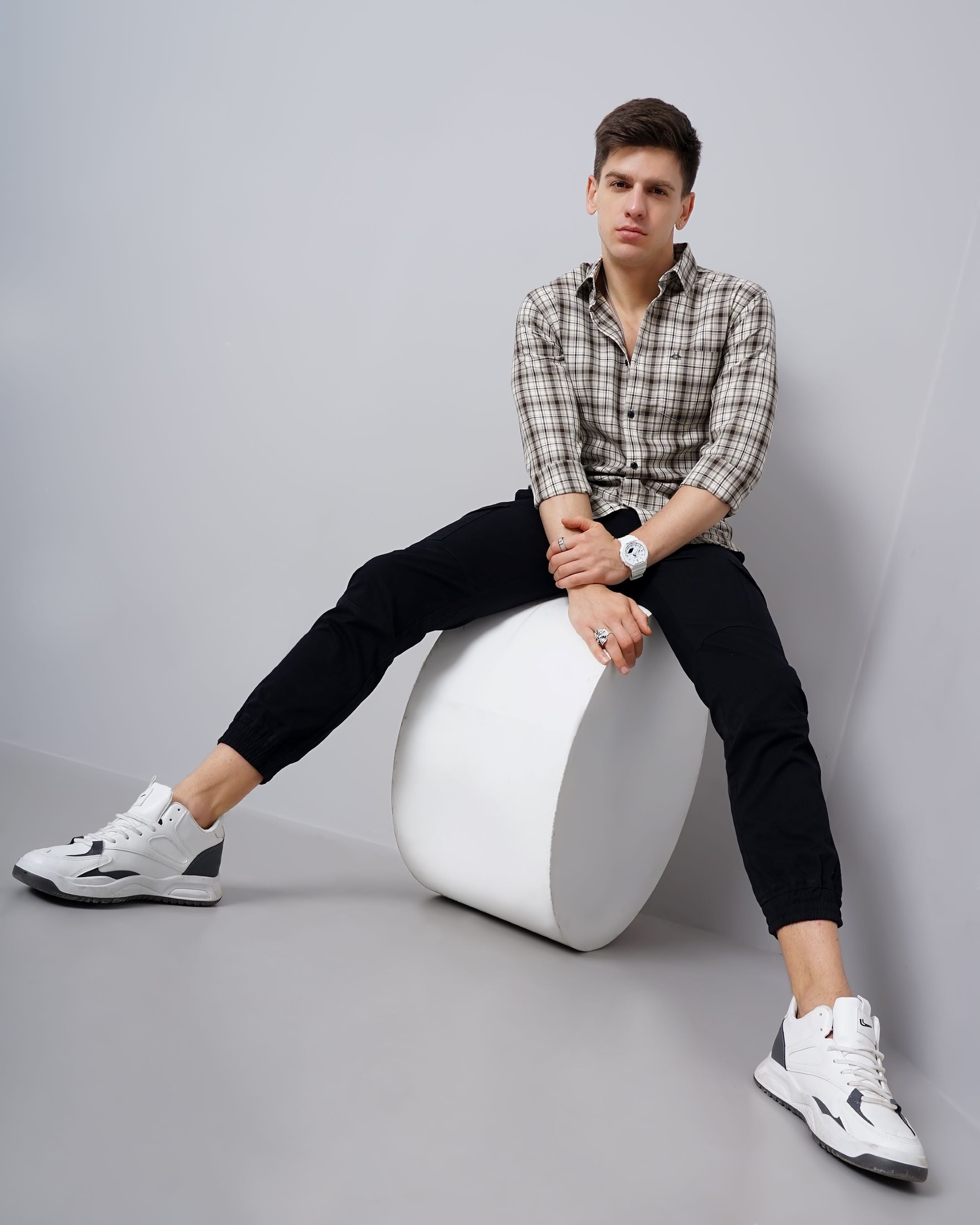 Men Green Cotton Slim Shirt