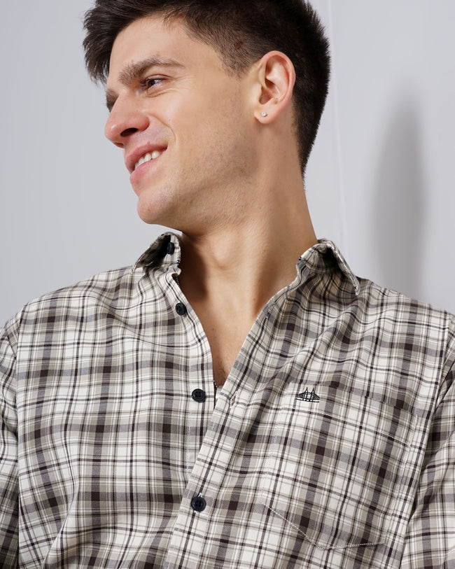 Men Green Cotton Slim Shirt