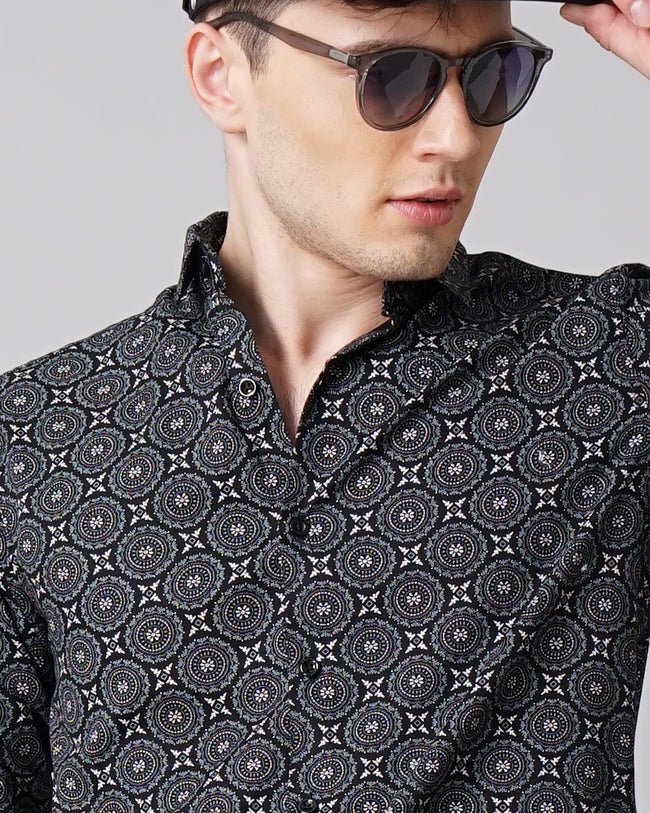 Men Mandala Black Printed Shirt