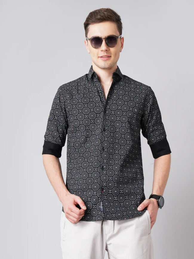 Men Mandala Black Printed Shirt