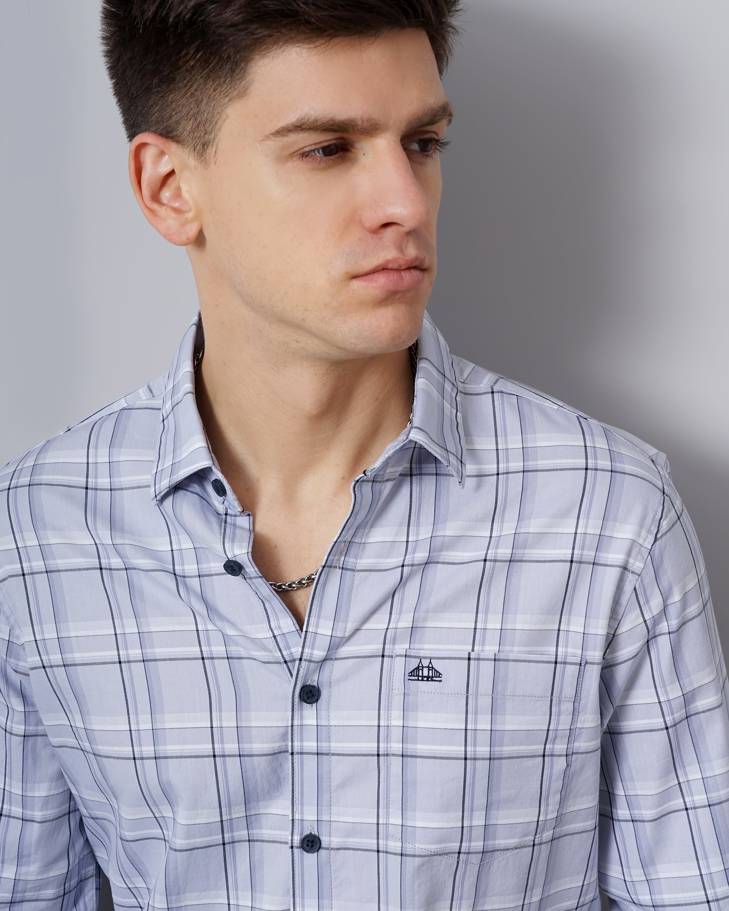 Men Purple Cotton Slim Shirt