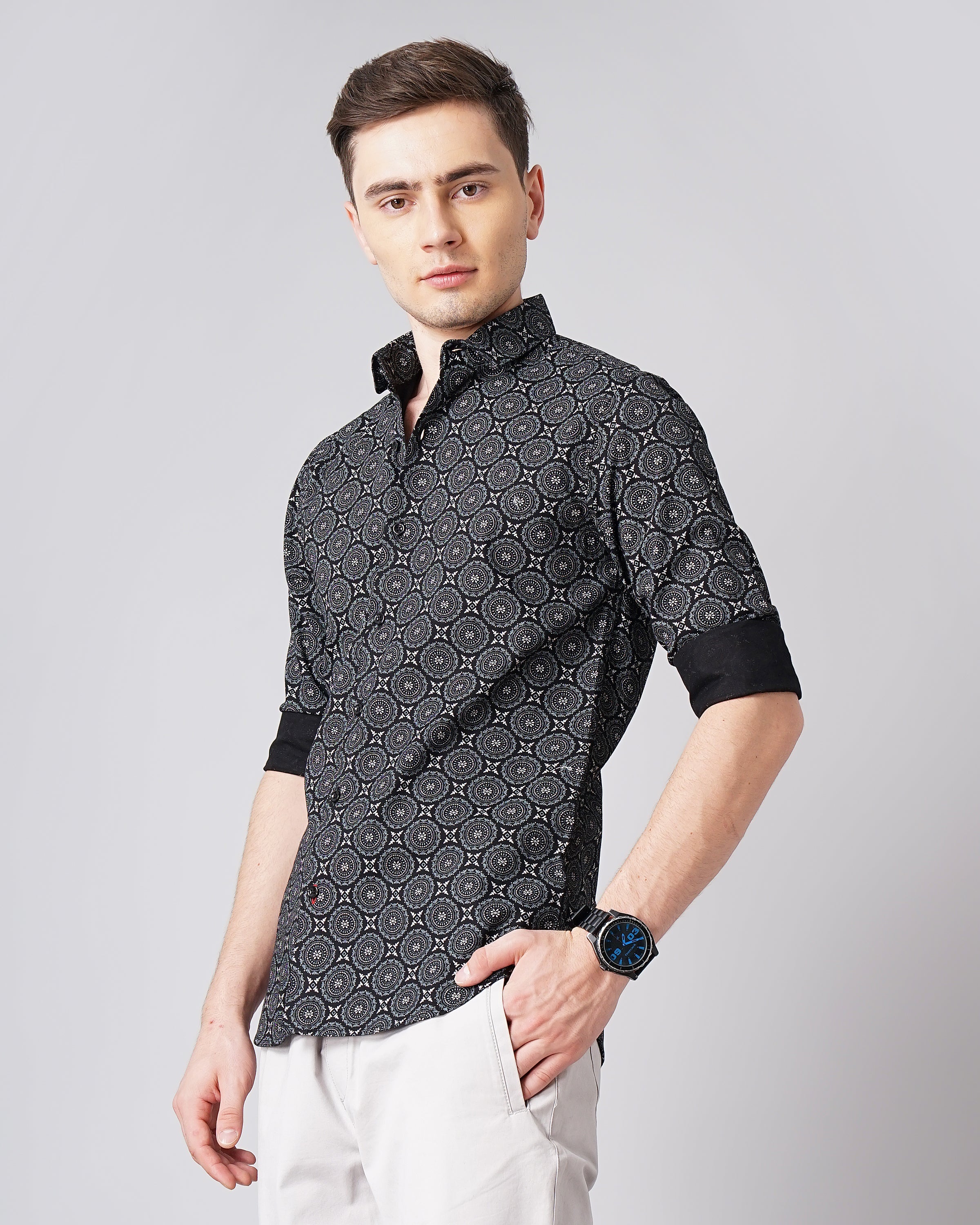 Men Mandala Black Printed Shirt