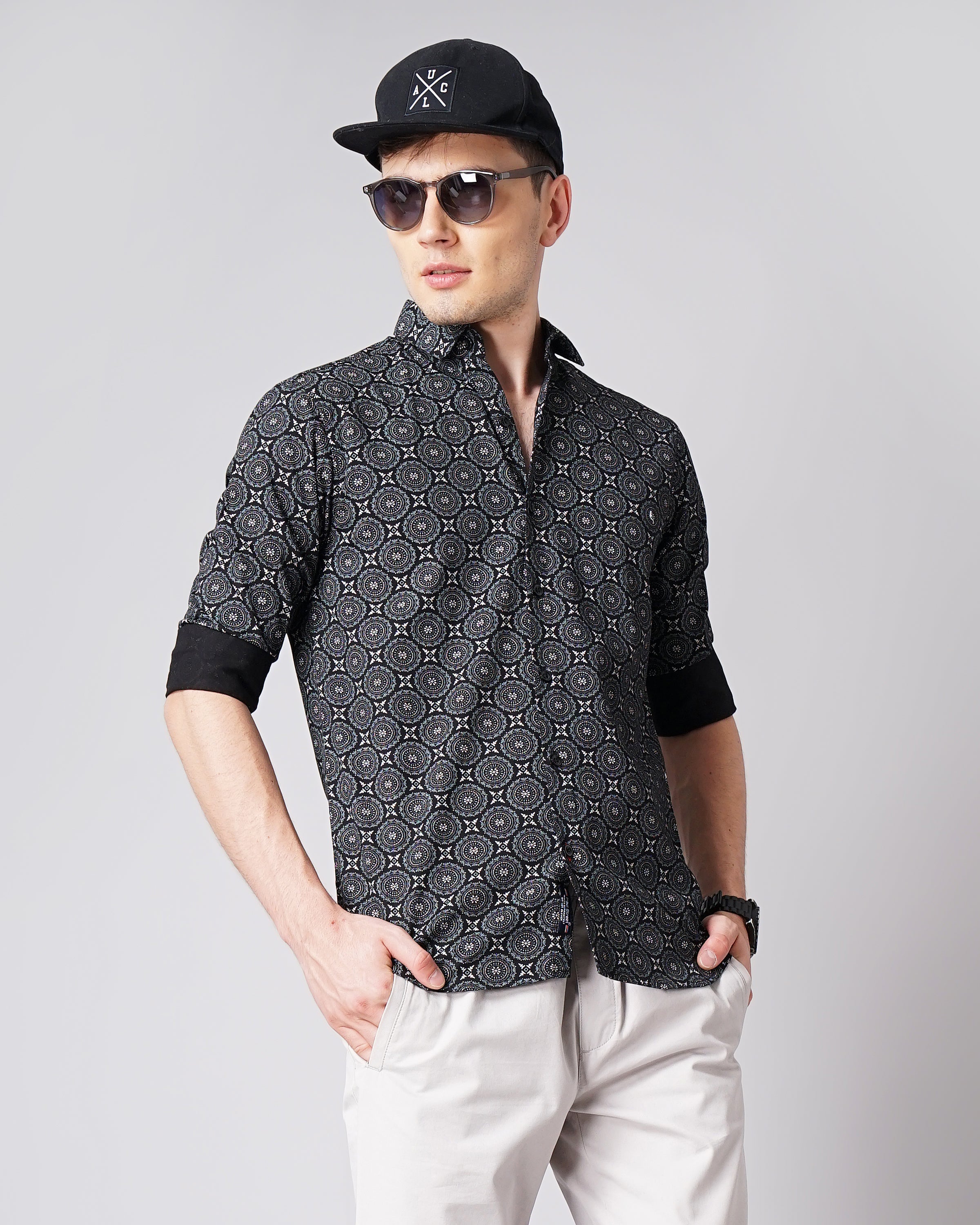 Men Mandala Black Printed Shirt