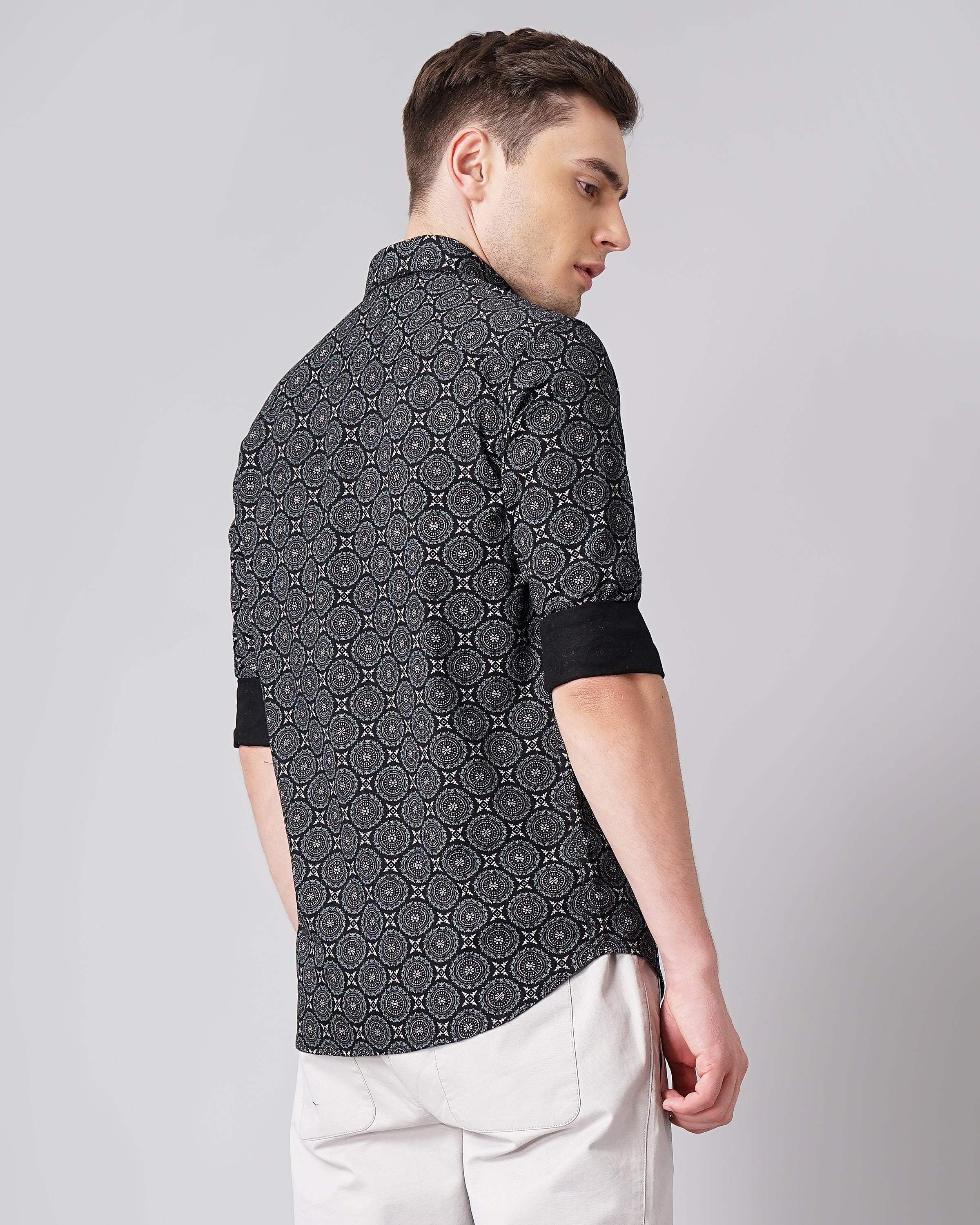 Men Mandala Black Printed Shirt