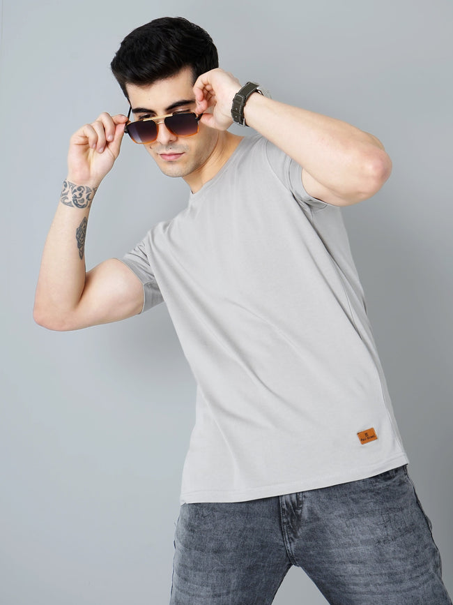 Men Plain Grey T-Shirt
