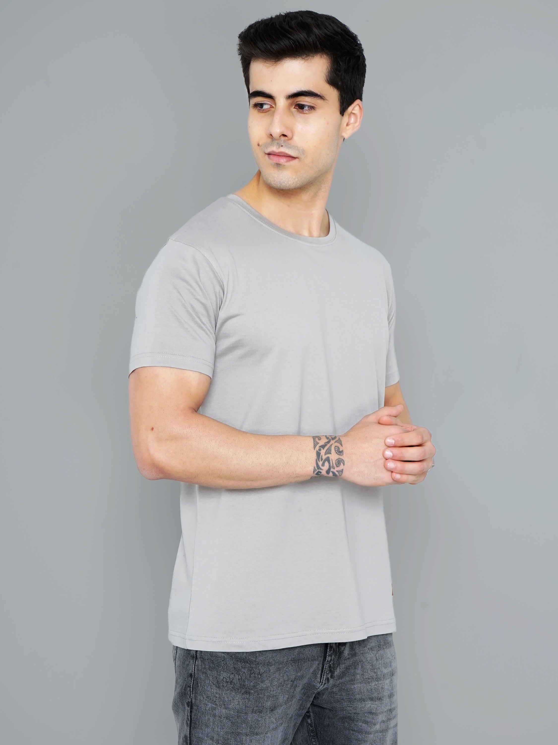Men Plain Grey T-Shirt