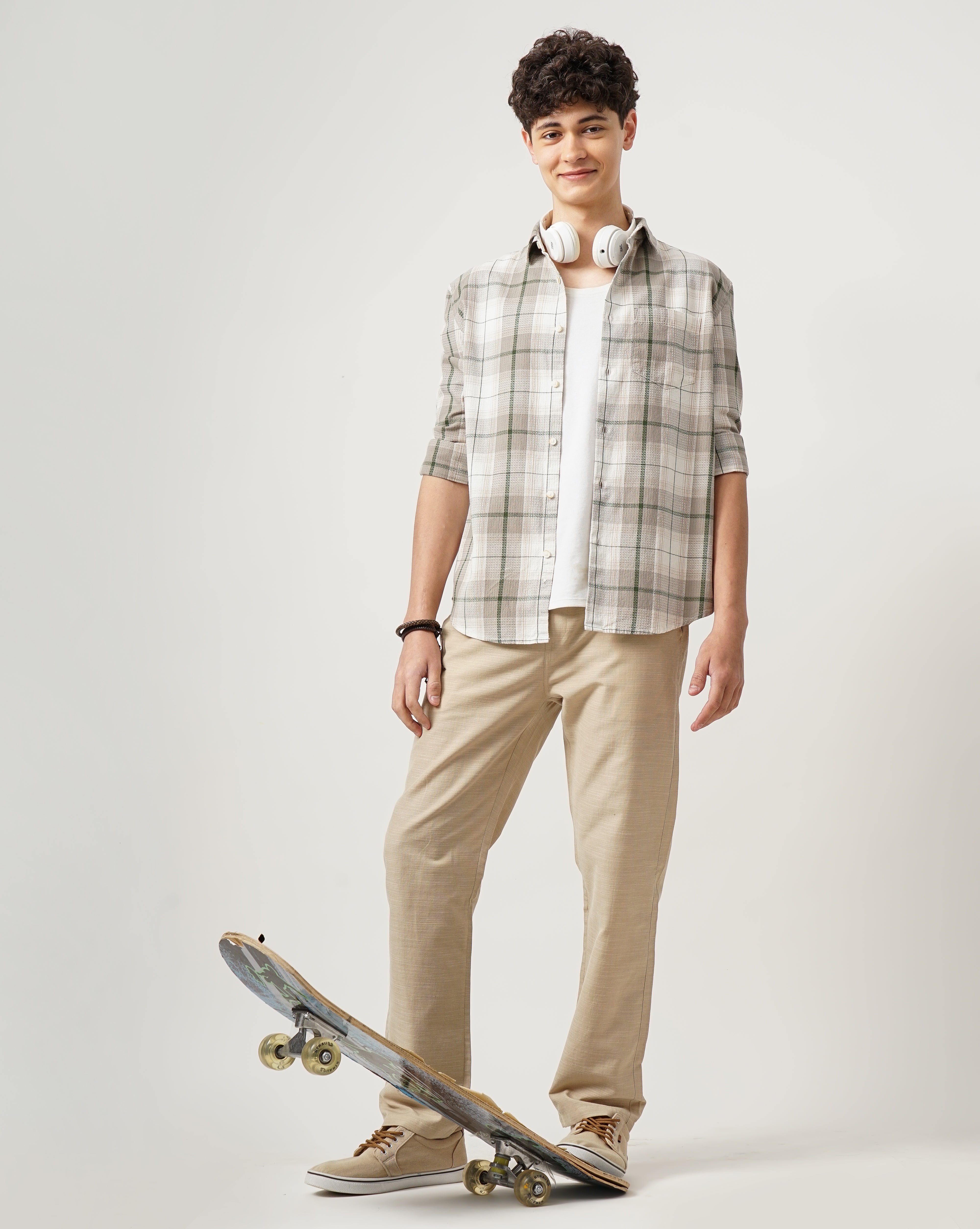 Men Grey Cotton Slim Shirt