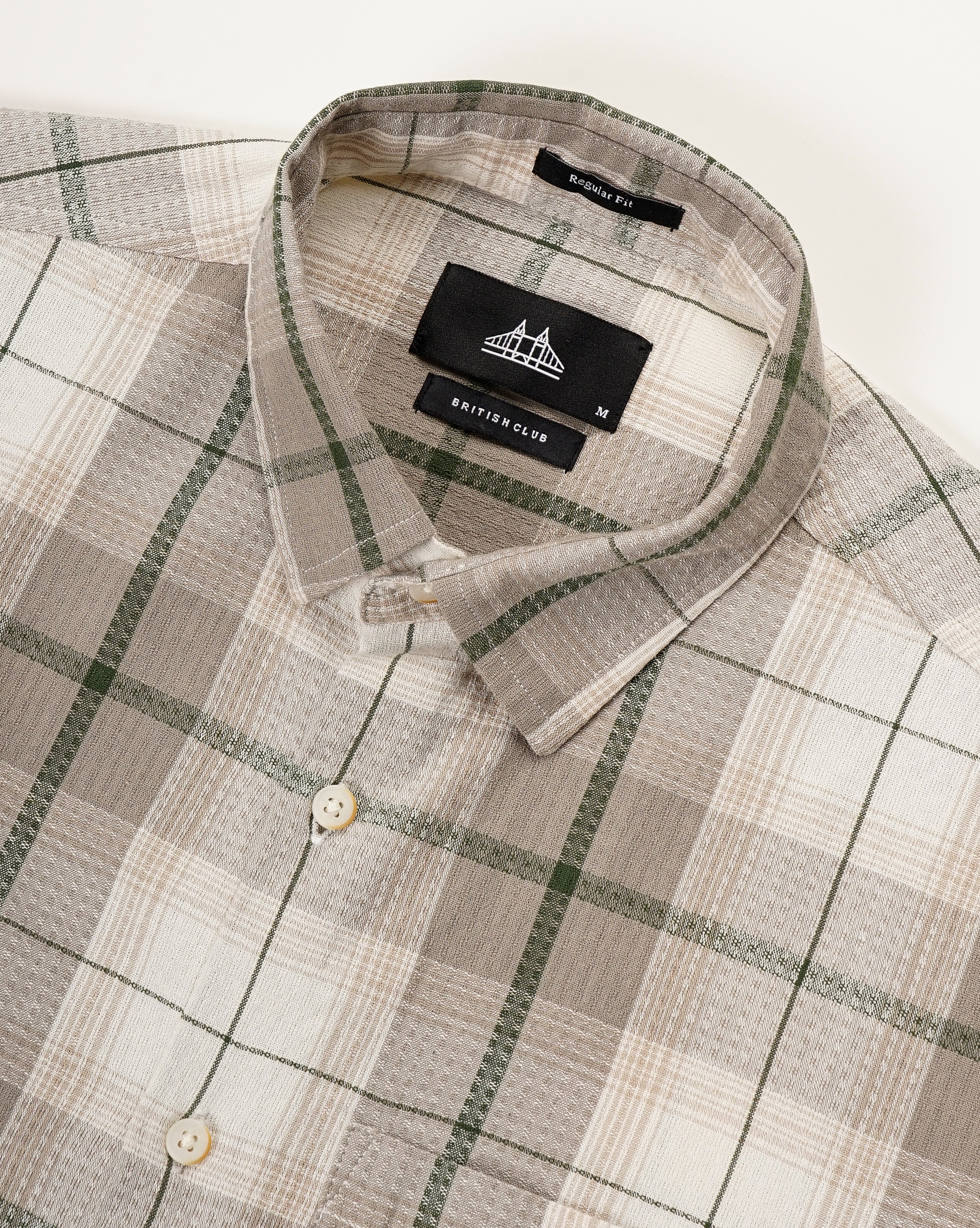 Men Grey Cotton Slim Shirt