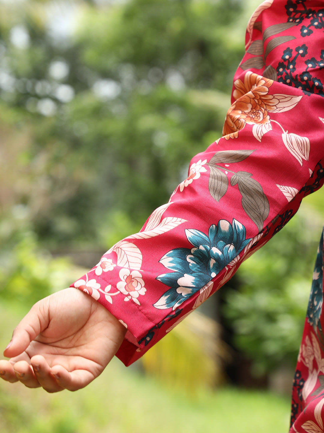 Women Crimson Red Botanica Flared Co-Ord Set