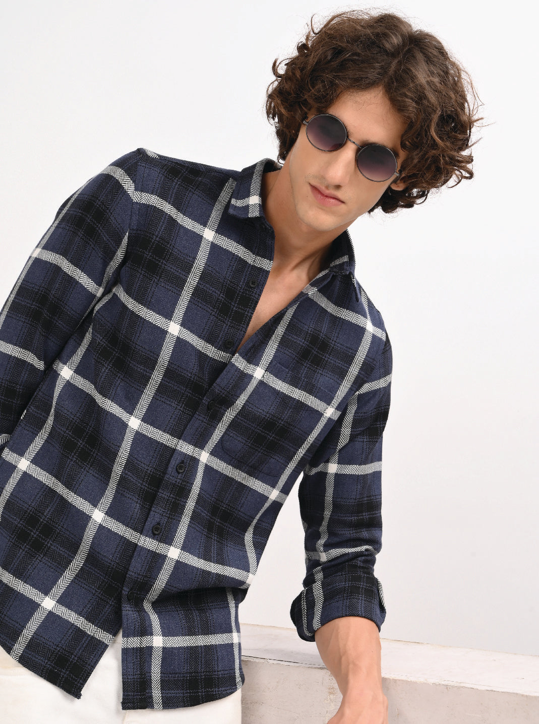Men Navy Blue Shirt
