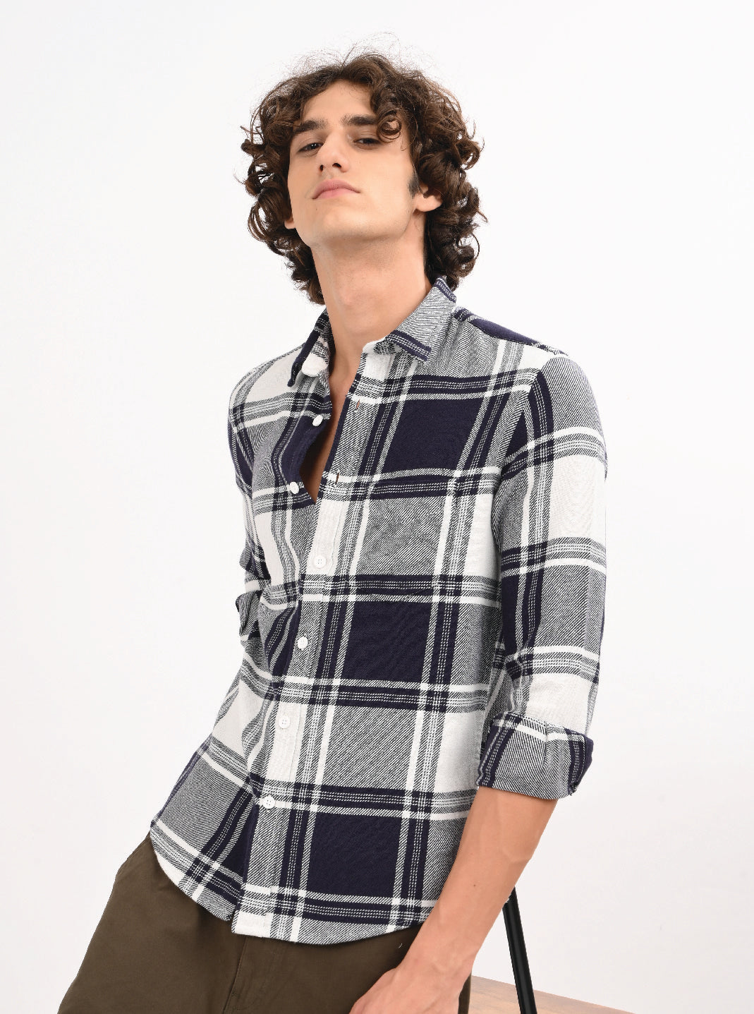 Men Navy Blue Shirt