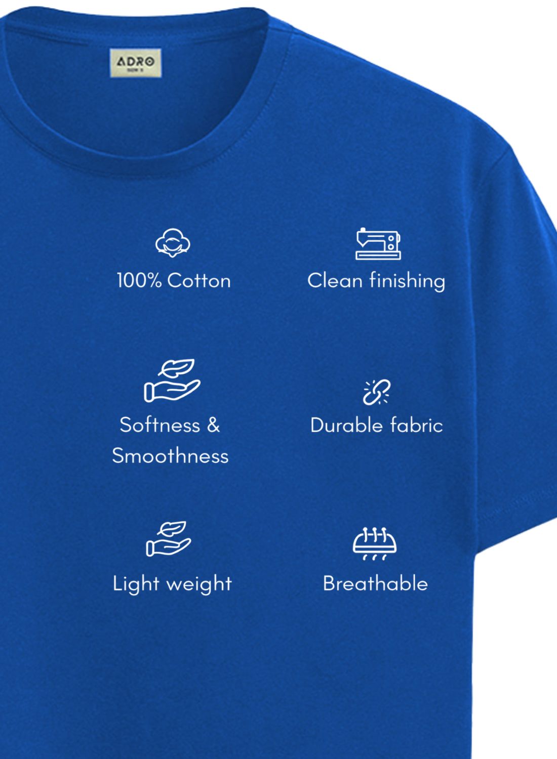 Men Blue Cotton Printed  T-Shirt