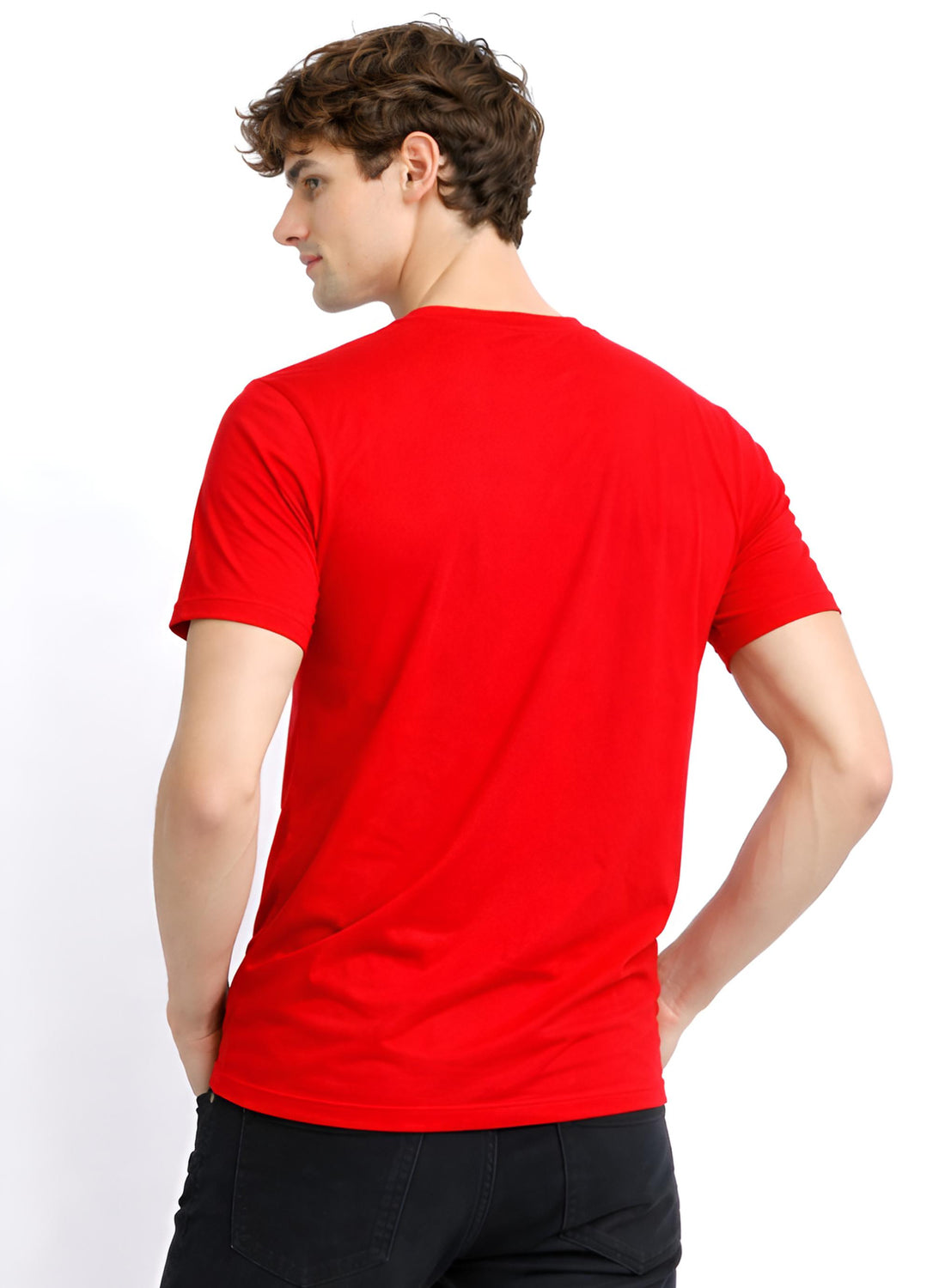 Men Red Cotton Printed  T-Shirt