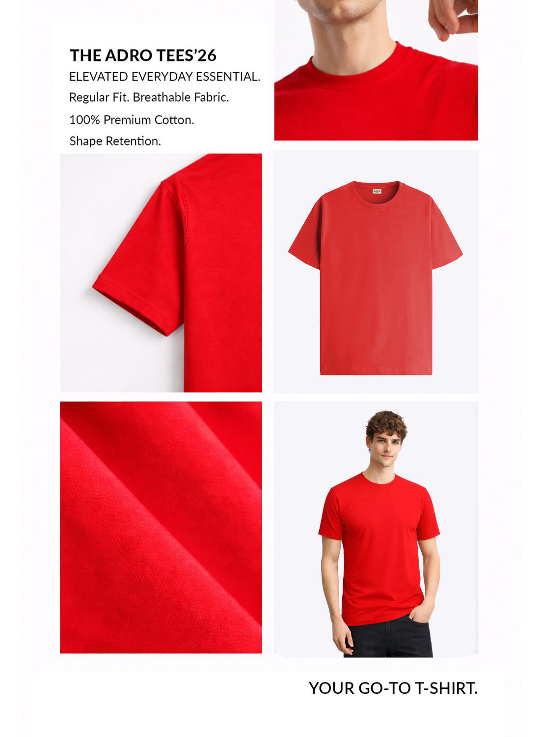 Men Red Cotton Printed  T-Shirt