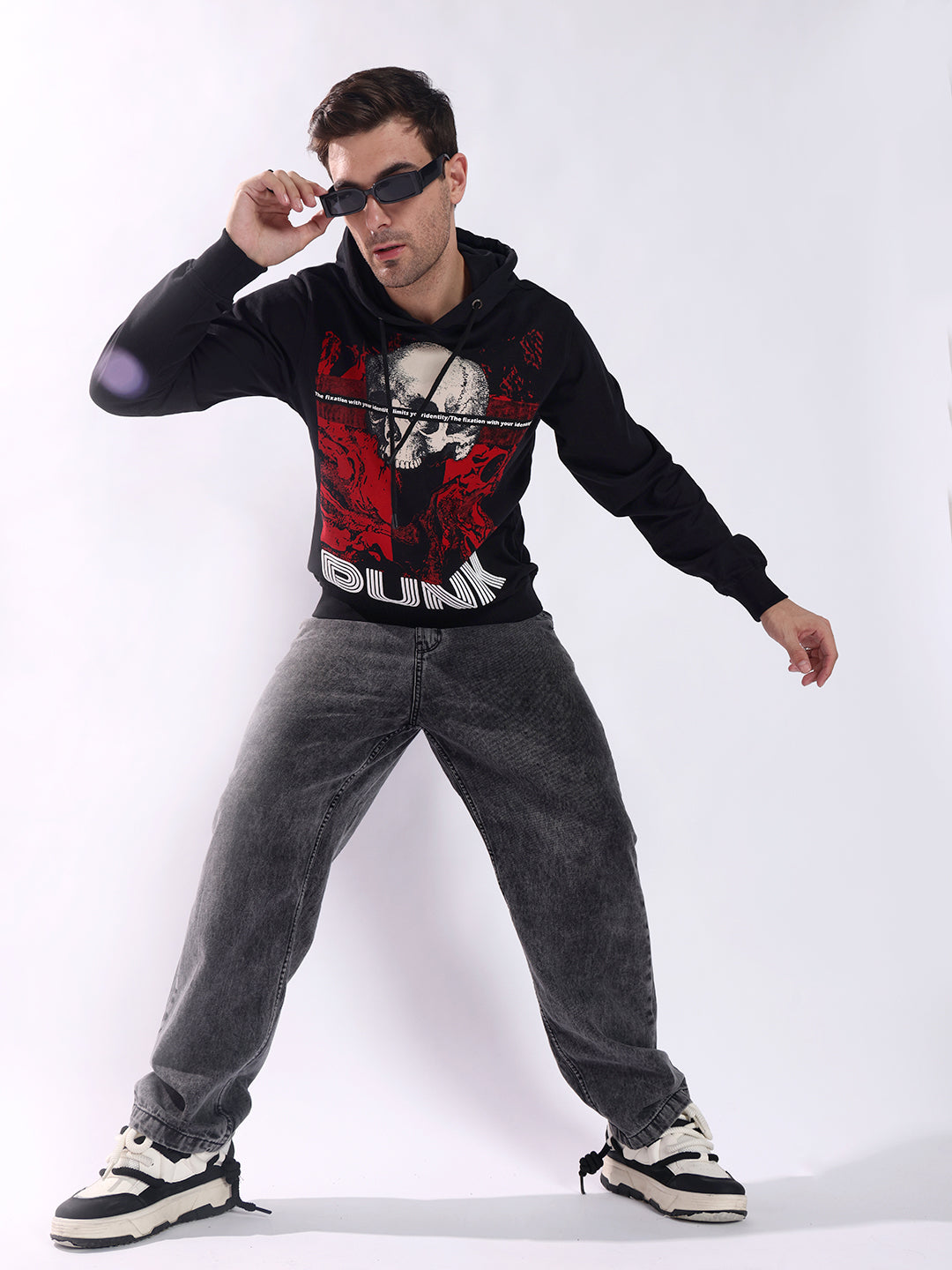 Men Black Cotton Sweatshirt