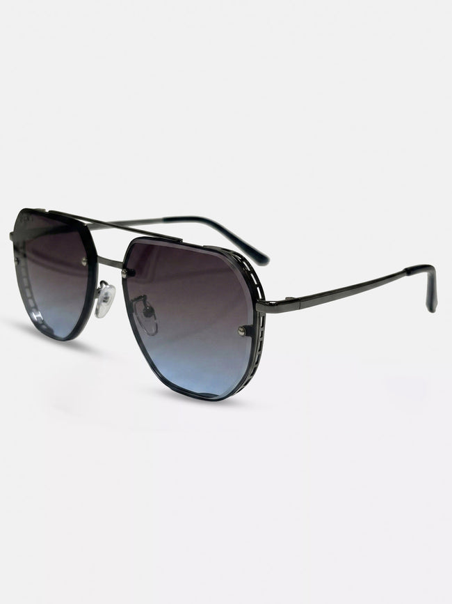 Men Gradient Lens Shield Sunglasses with Sleek Metal Frame