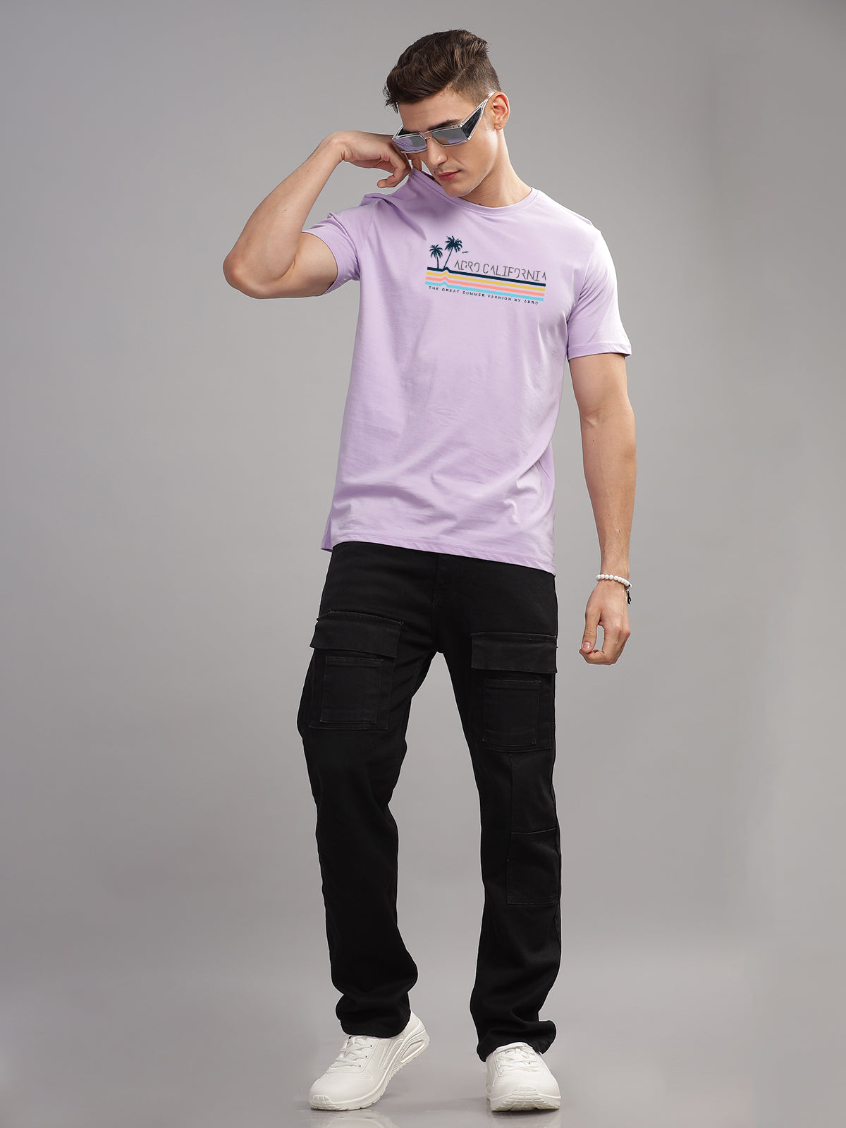 Men Purple Round Neck T Shirt