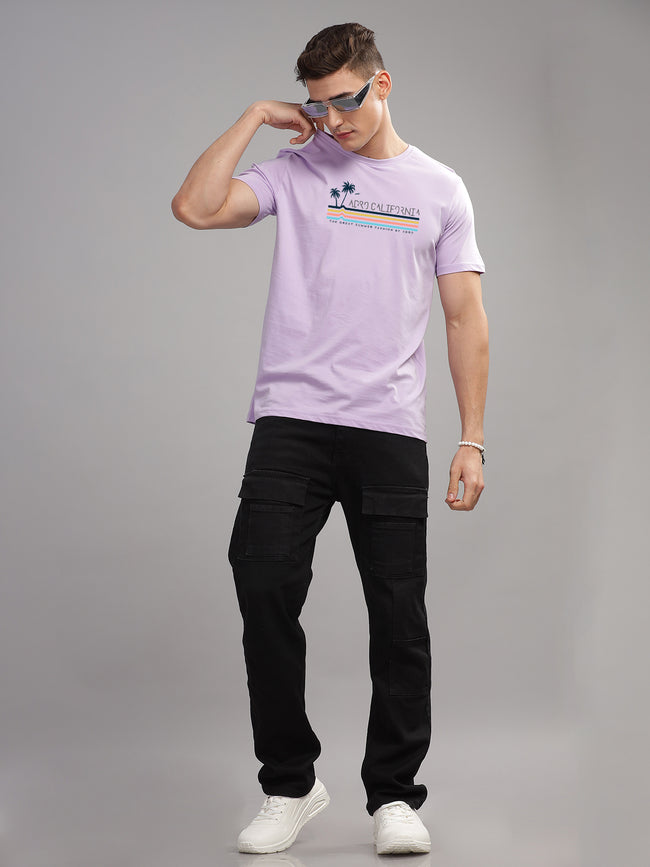 Men Purple Round Neck T Shirt