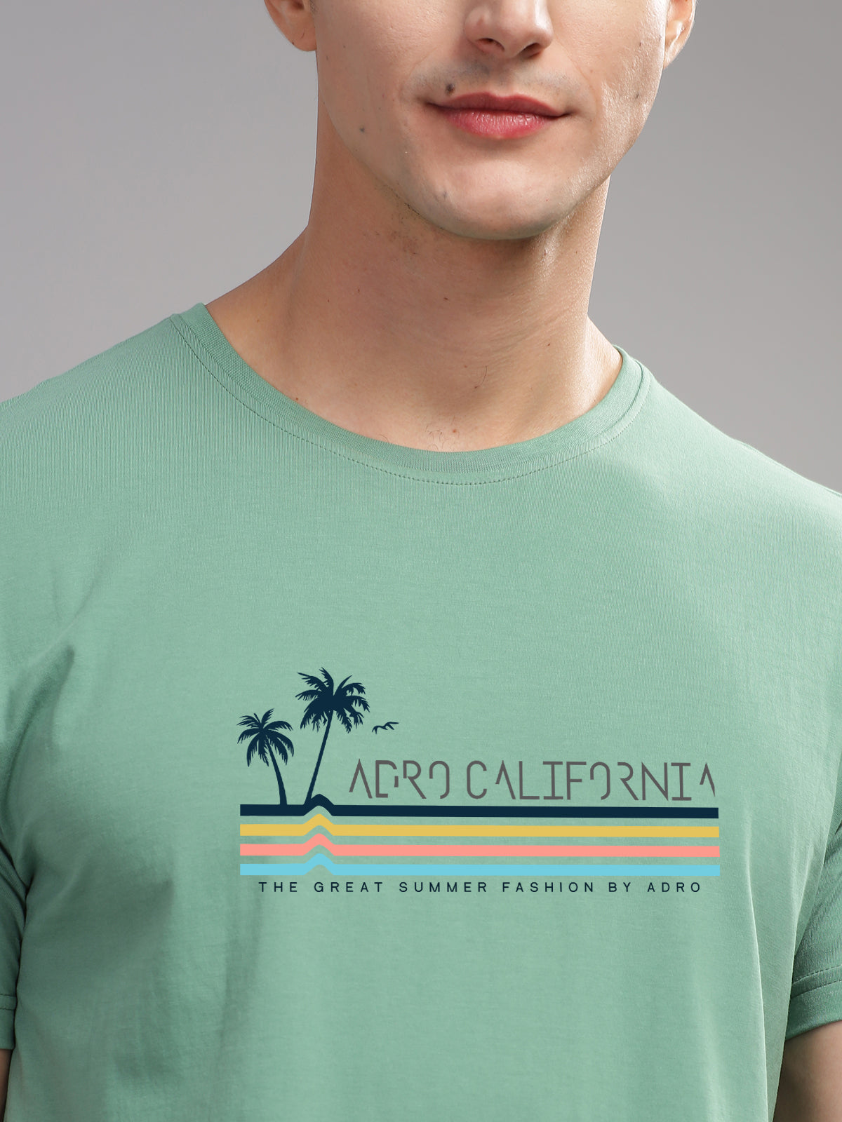 Men Green Round Neck T Shirt