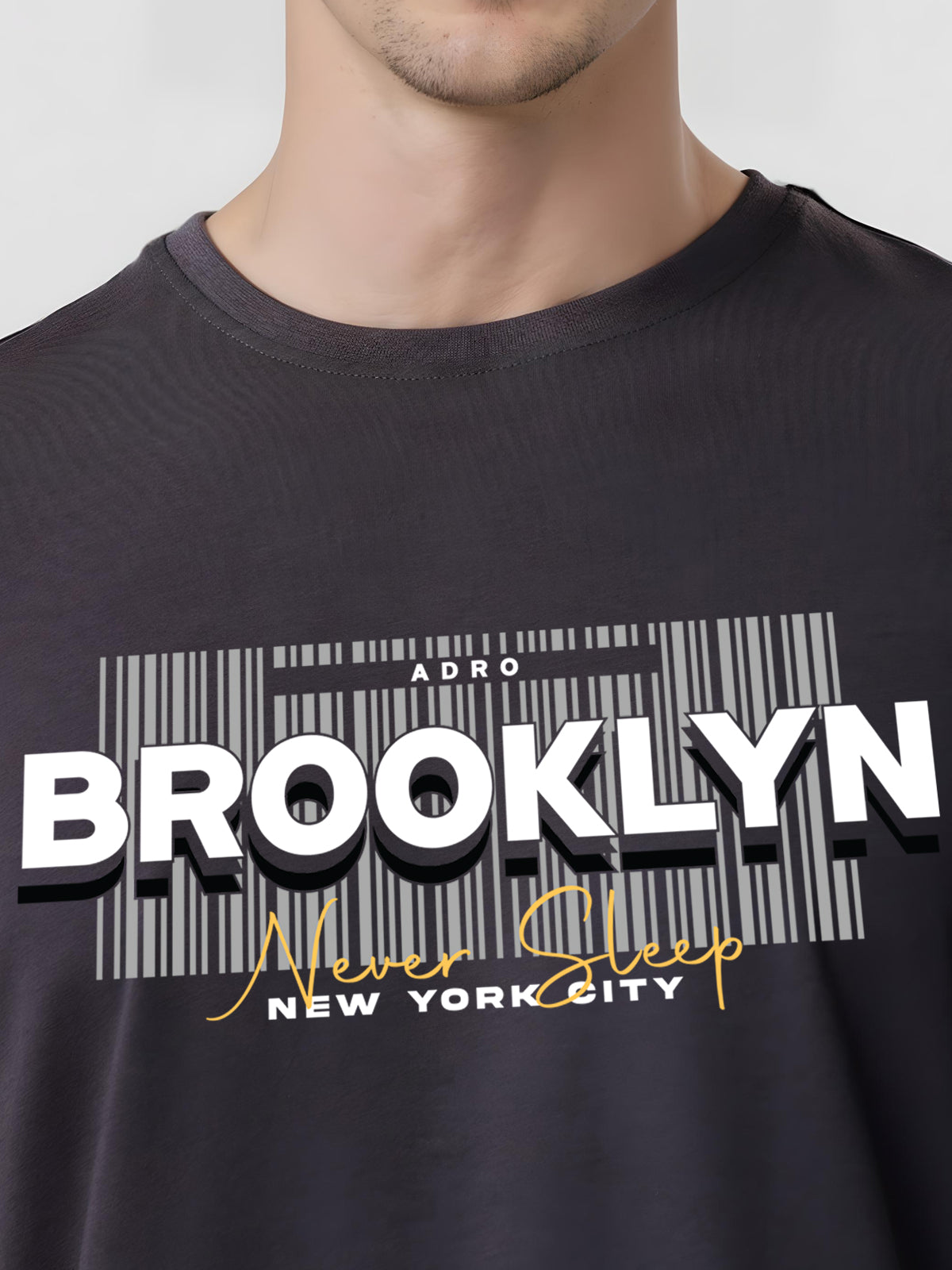 Men Printed Grey T Shirt