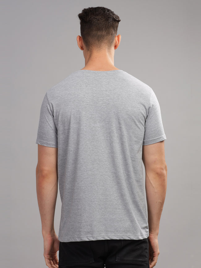 Men Printed Grey T Shirt