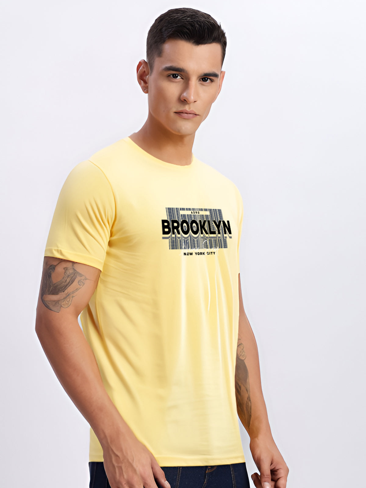 Men Printed Yellow T Shirt