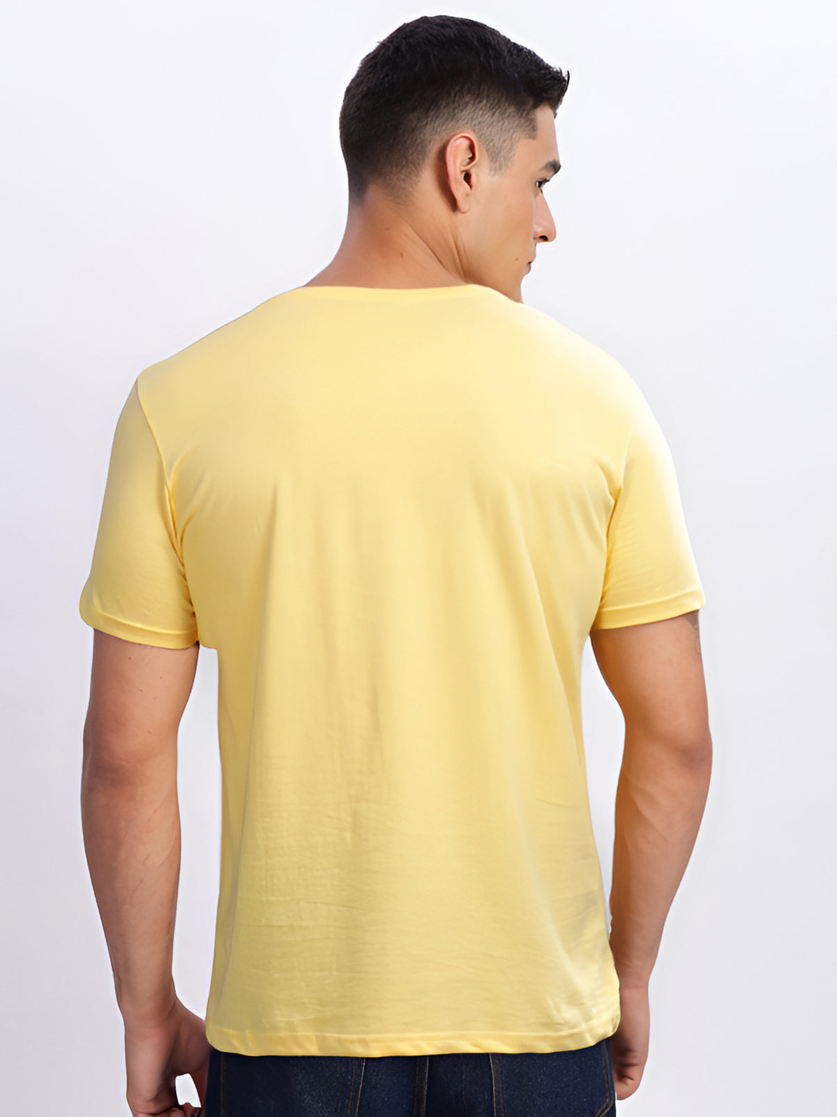 Men Printed Yellow T Shirt