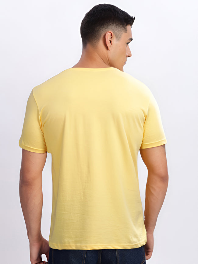 Men Printed Yellow T Shirt