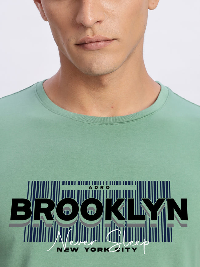 Men Green Printed T-Shirt