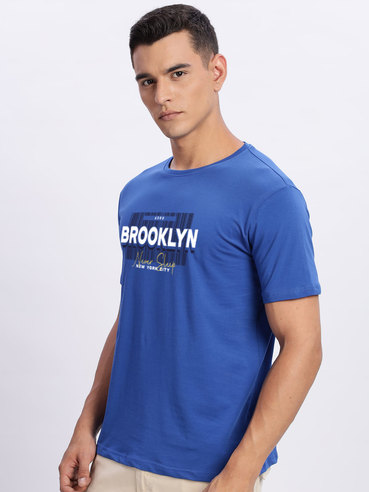 Men Printed Blue T Shirt