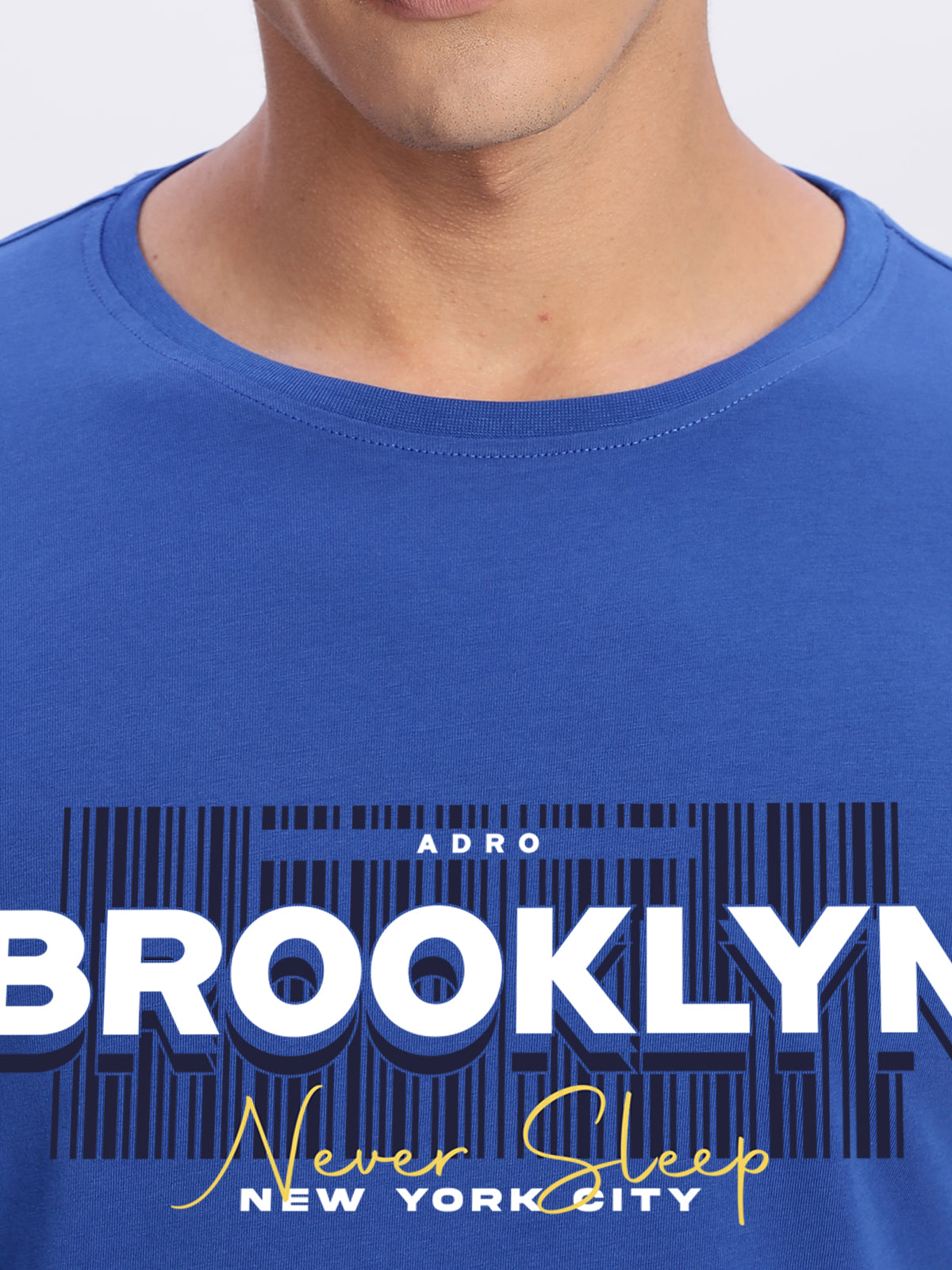 Men Printed Blue T Shirt