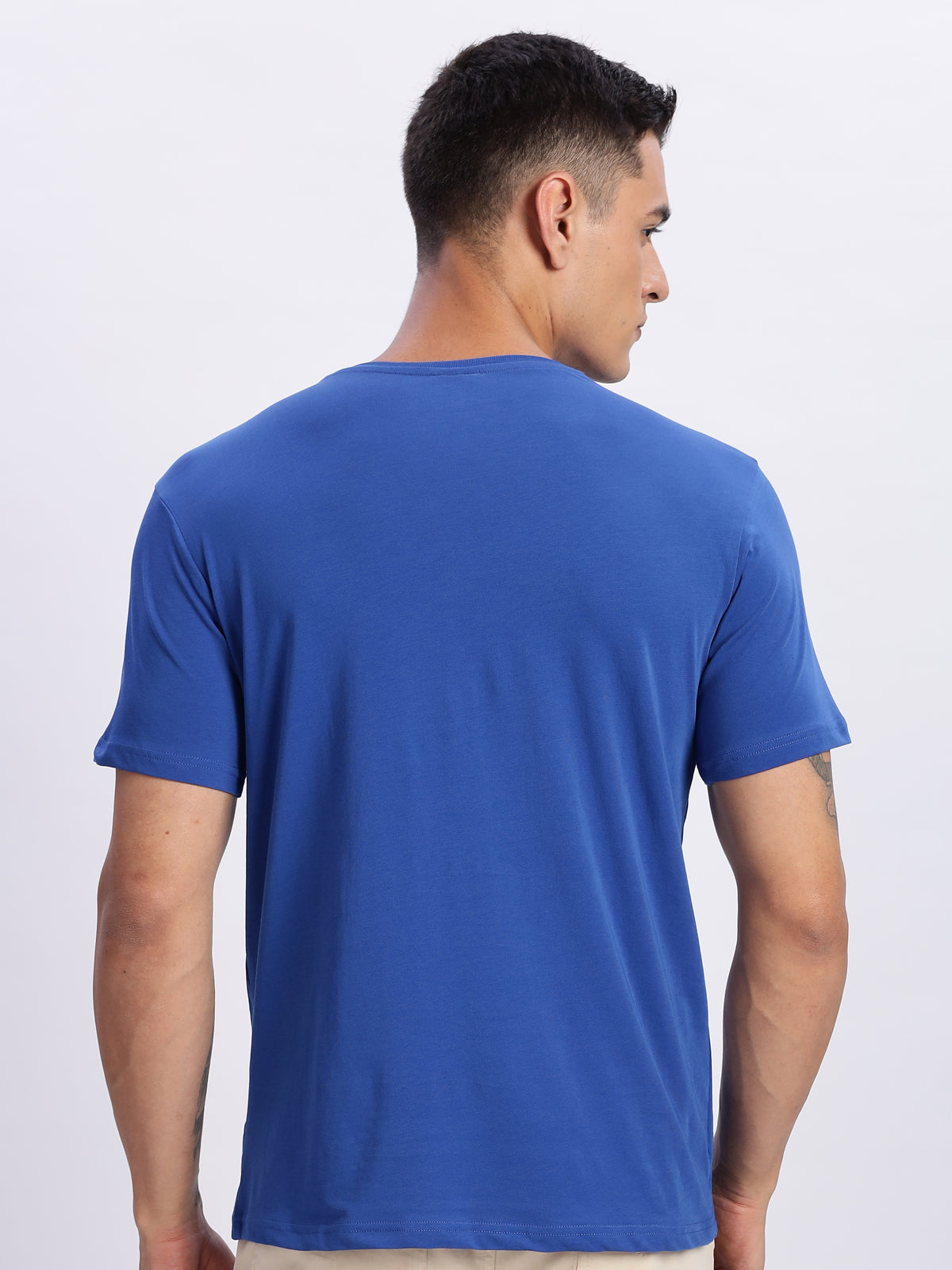 Men Printed Blue T Shirt