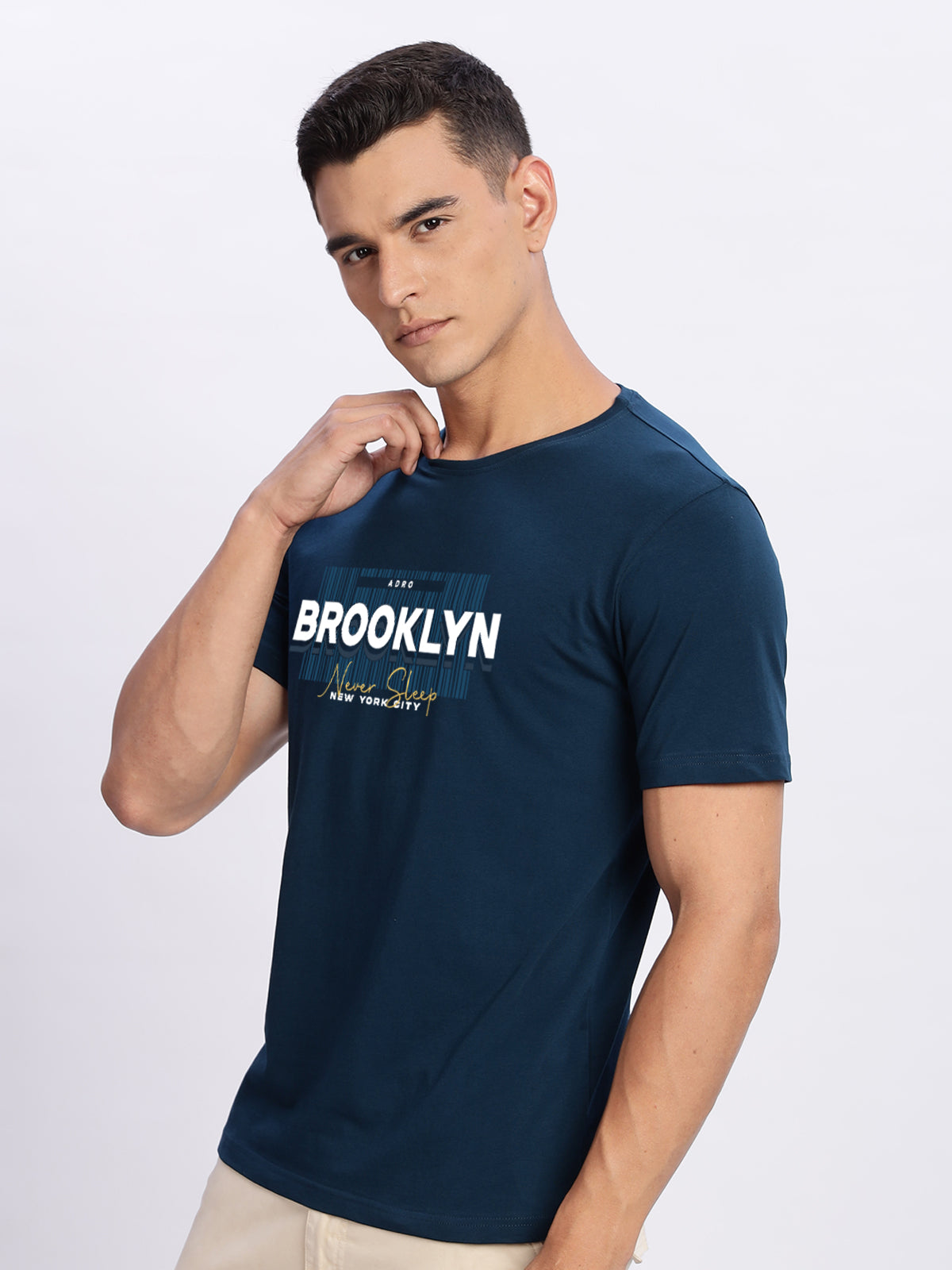 Men Printed Teal T Shirt