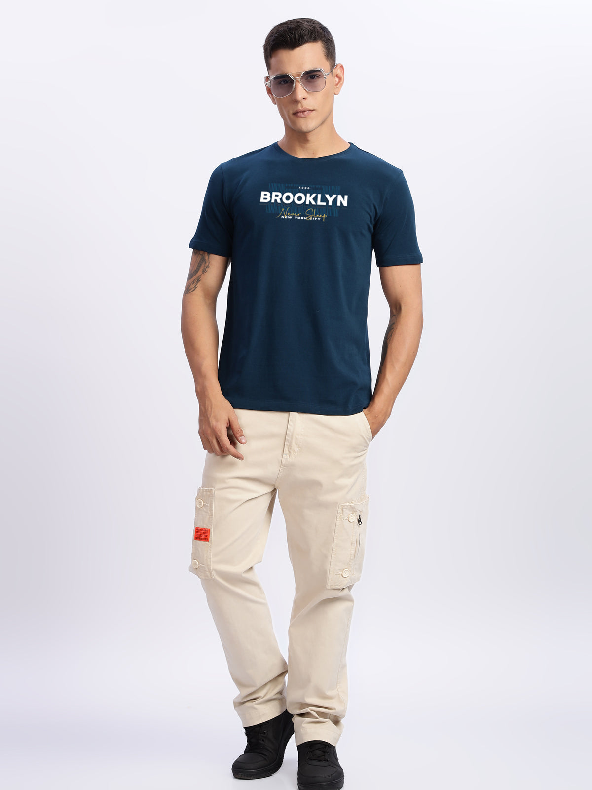 Men Printed Teal T Shirt