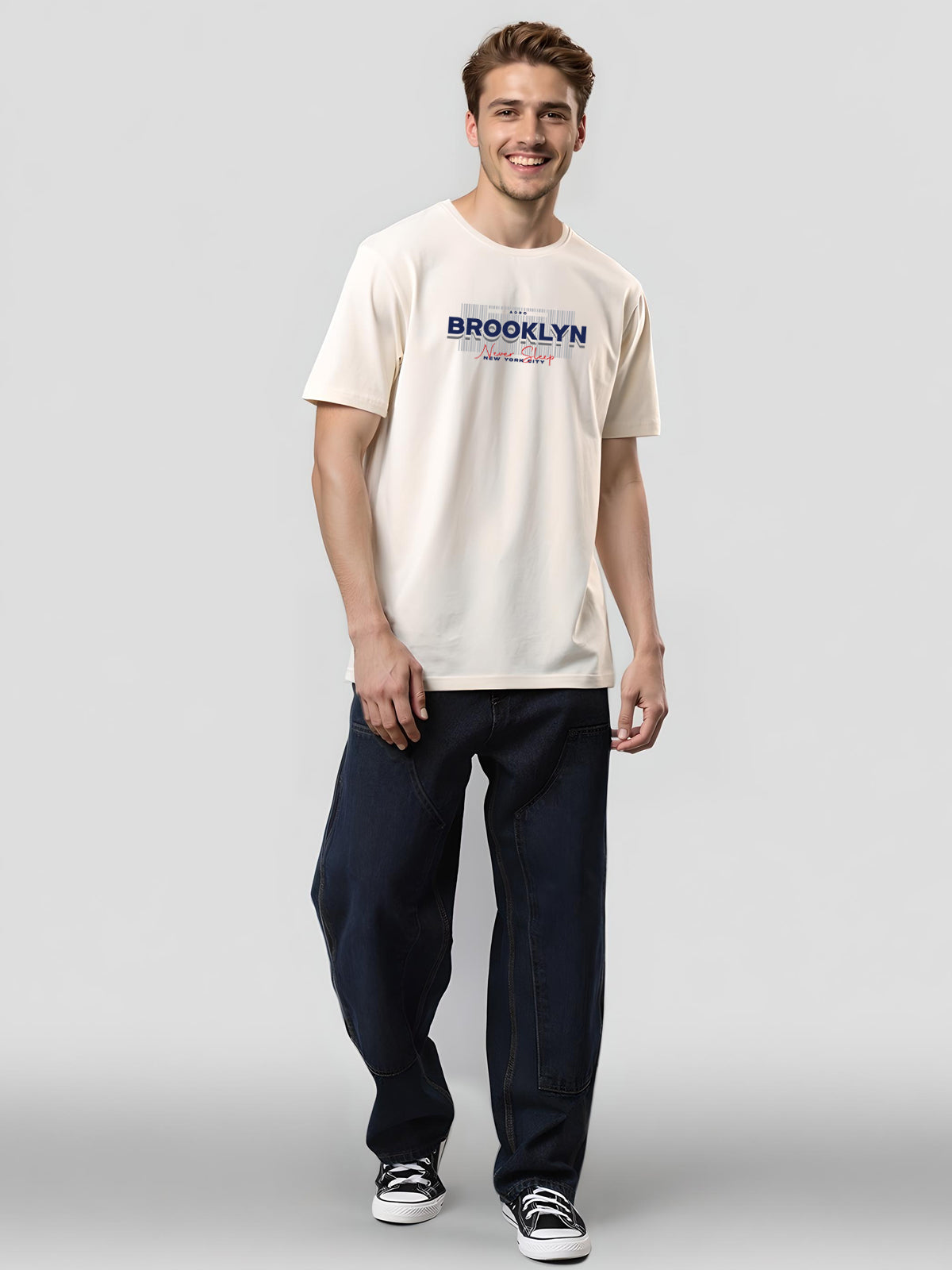 Men Printed White T-Shirt