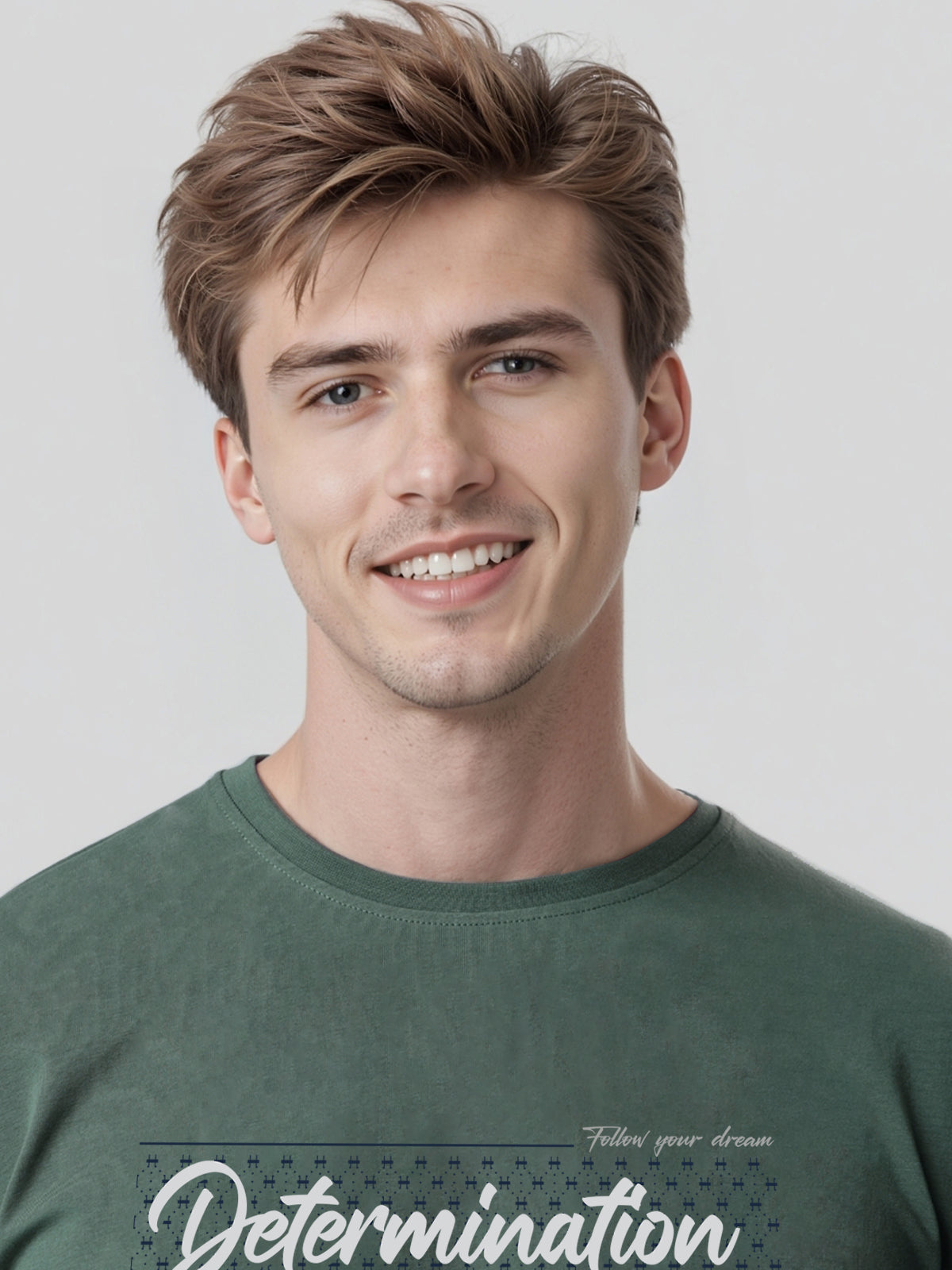 Men Printed Green T Shirt