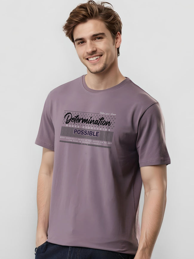 Men Printed Lilac T Shirt
