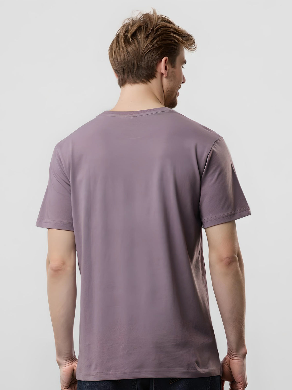 Men Printed Lilac T Shirt